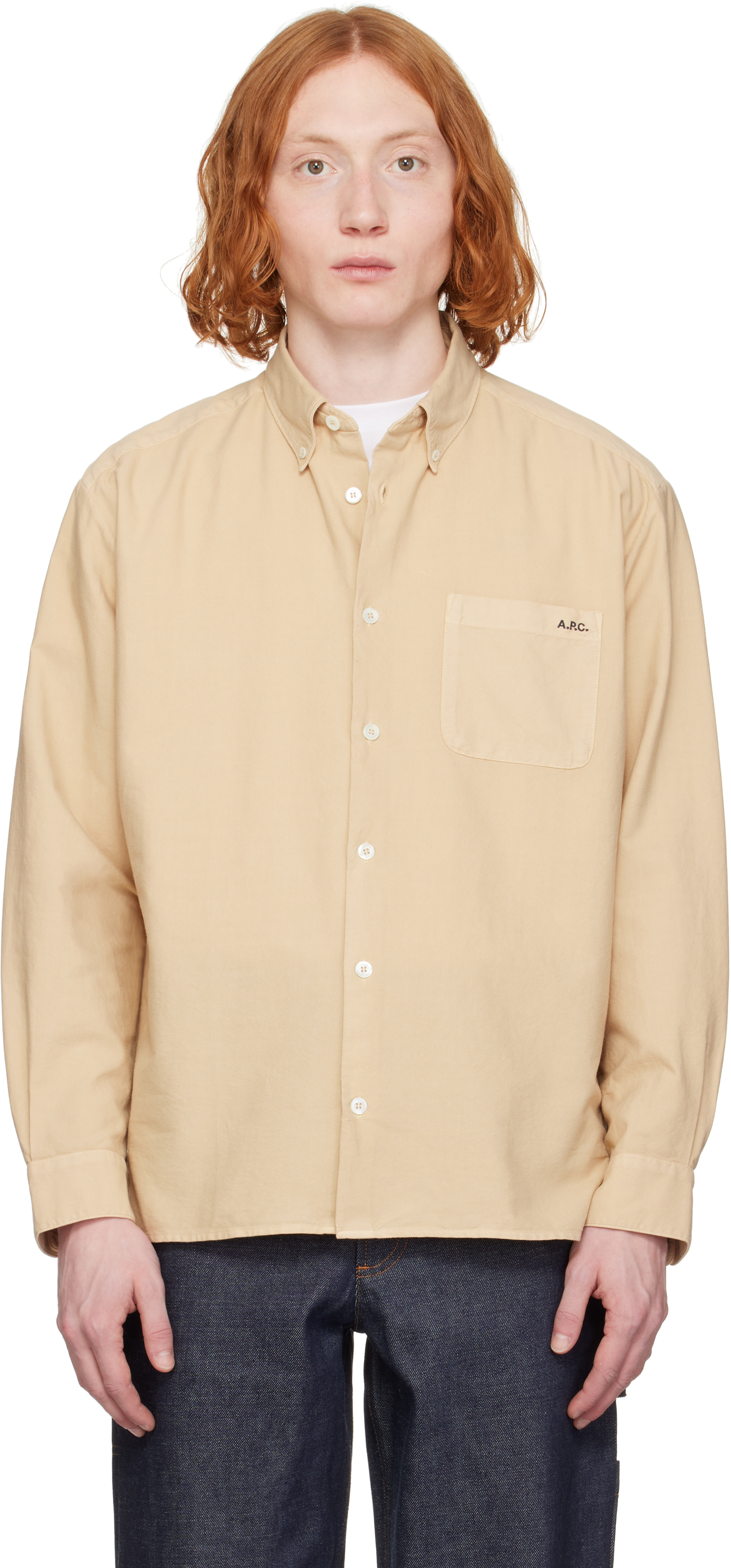 Beige Mateo Logo Shirt by A.P.C. on Sale