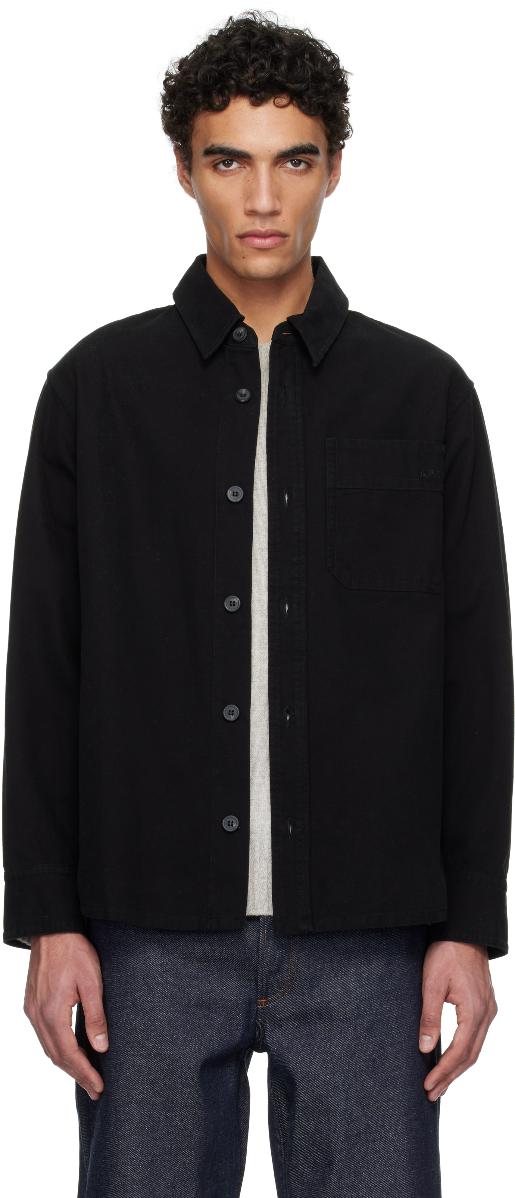 A. P.C. Khaki Basile Brodée Poitrine Overshirt