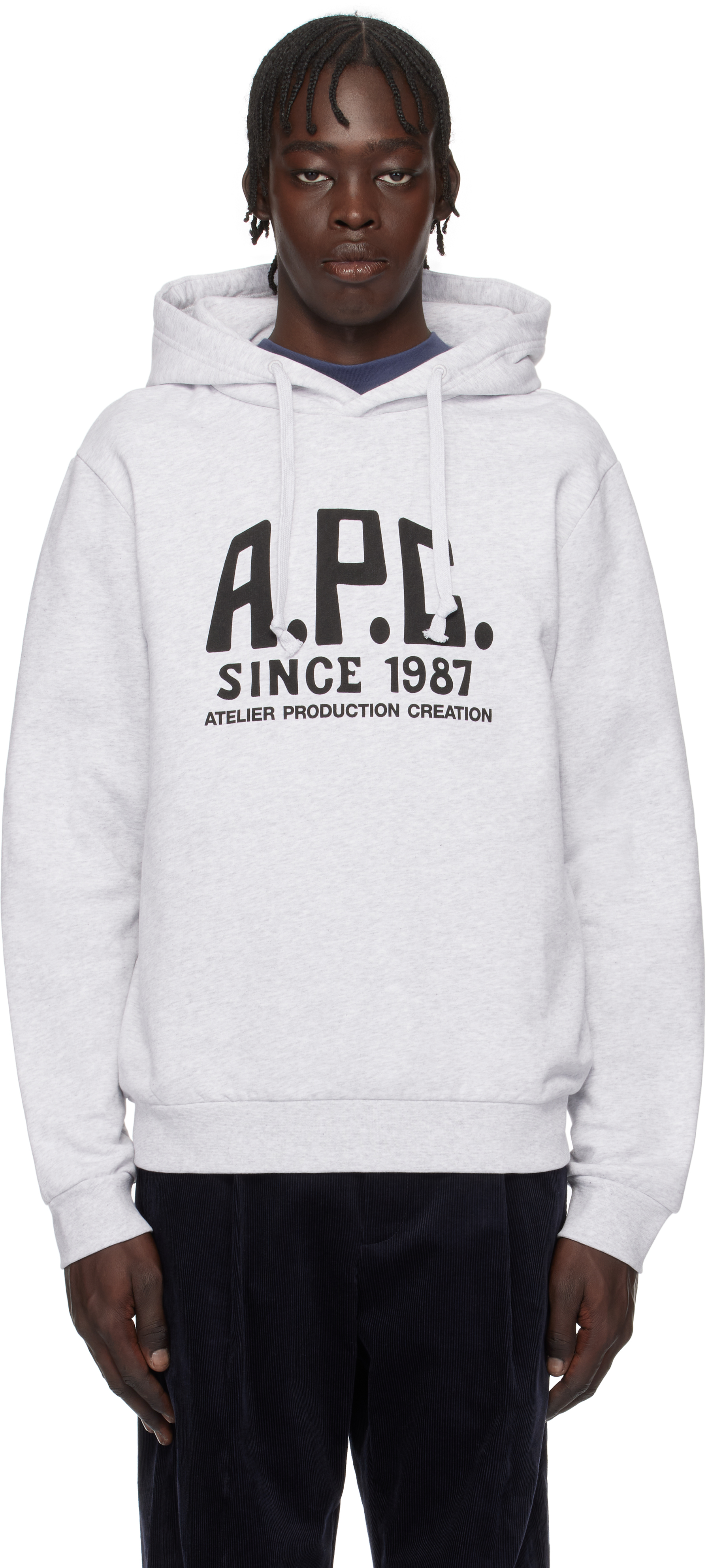 A. P.C. Gray Print Label Hoodie