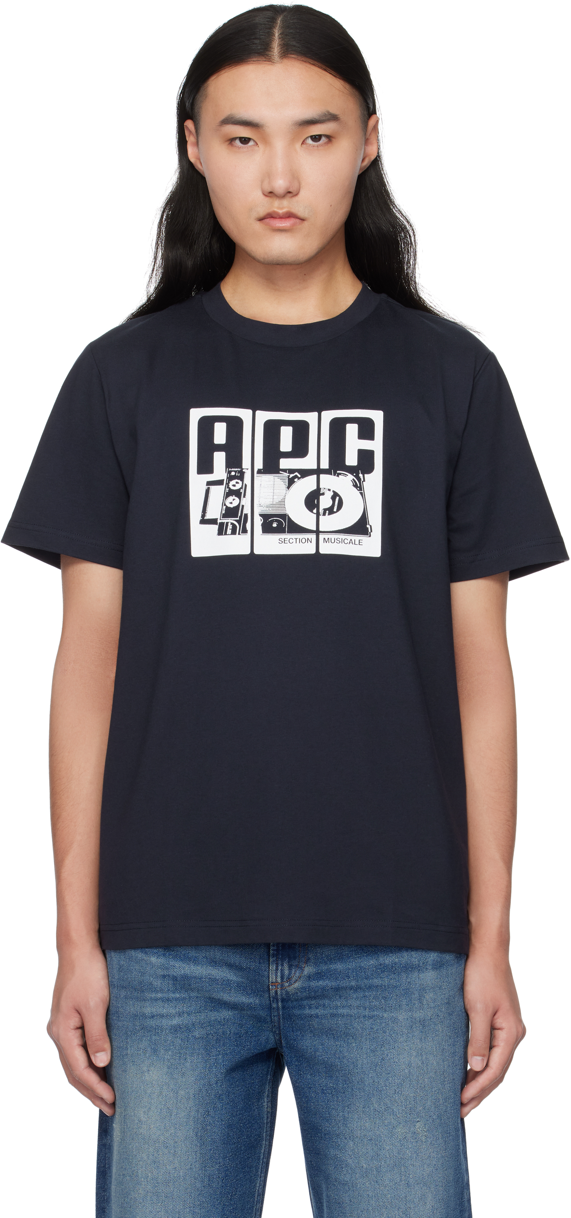 A. P.C. Navy Platine T-shirt