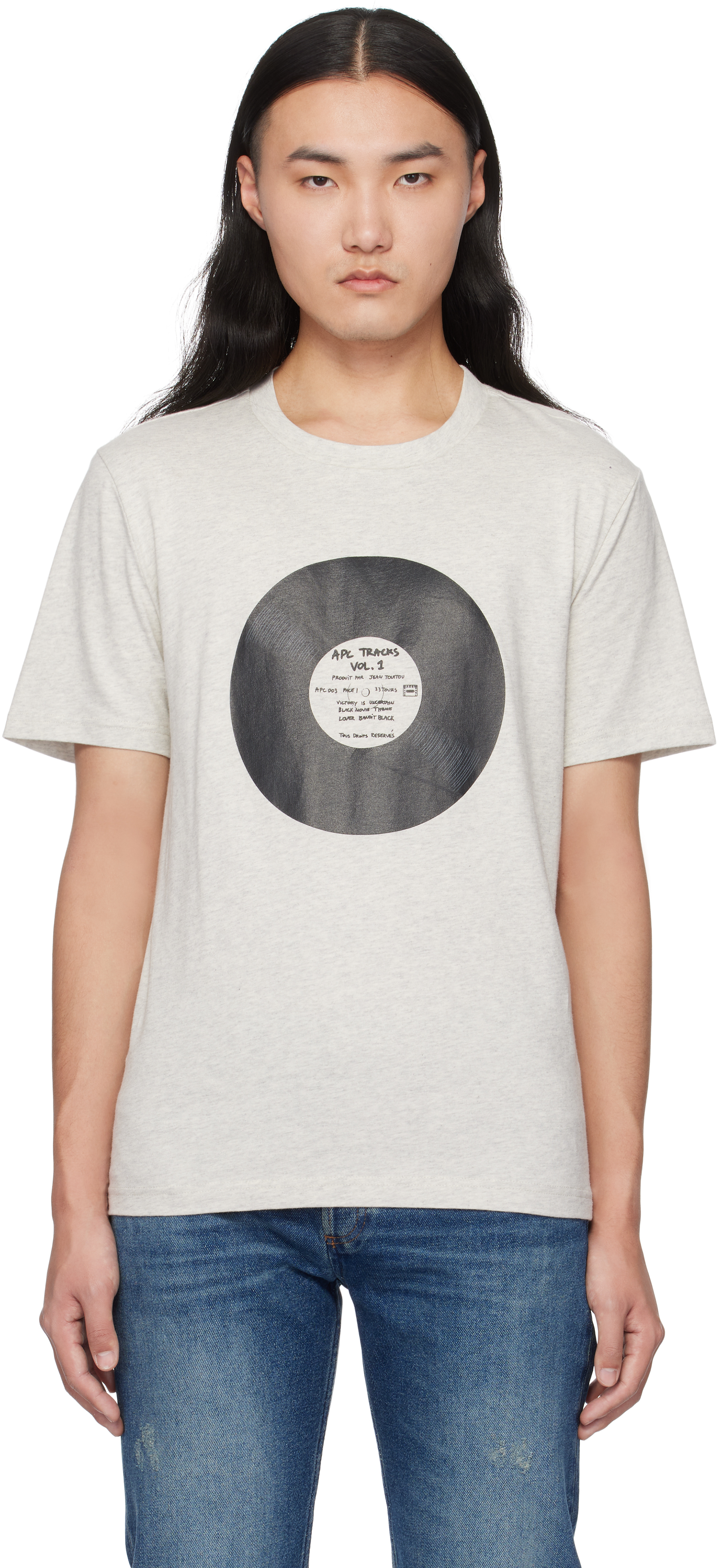 A. P.C. Gray Vinyl T-shirt