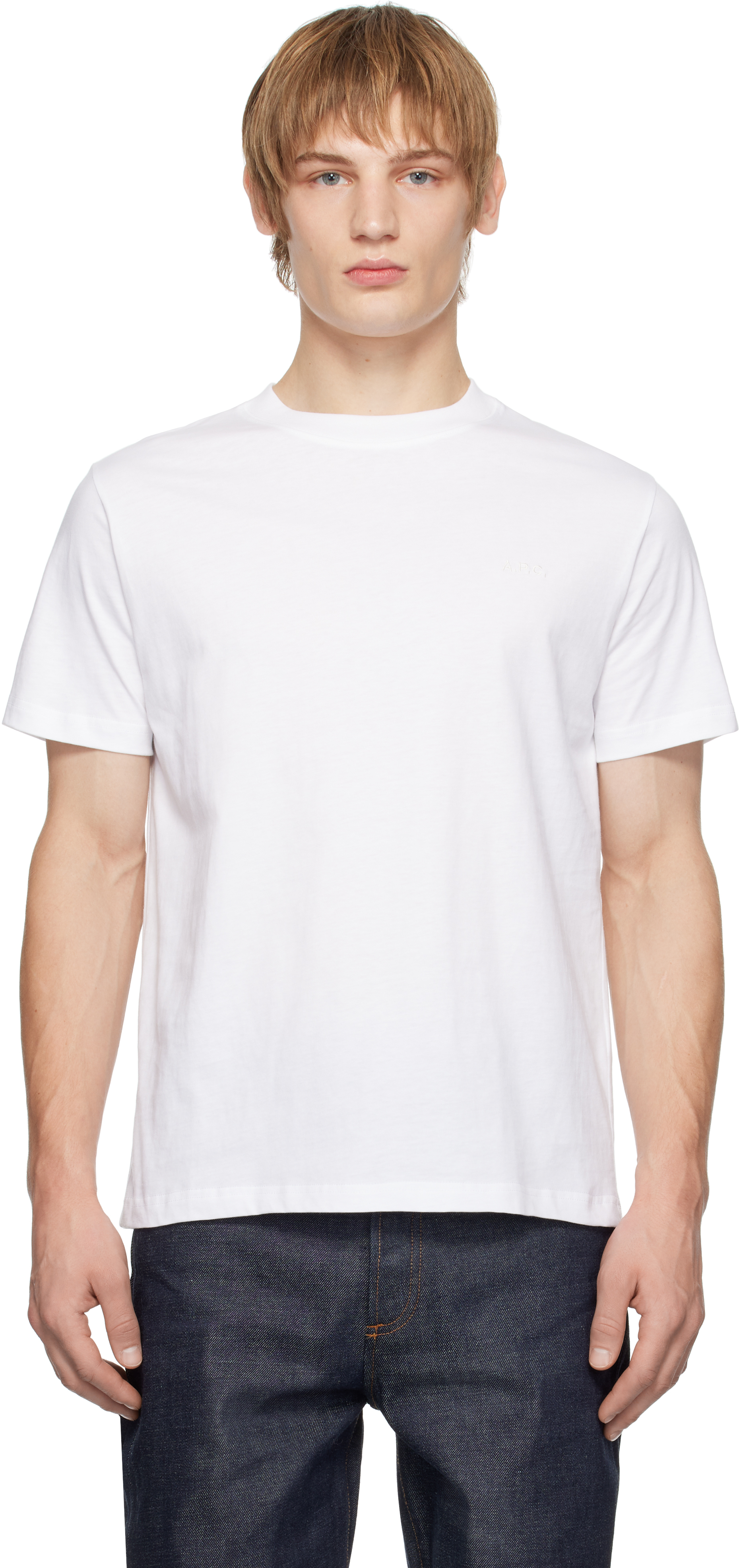 【関税込み】A.P.C. ホワイト Standard A.P.C. Brodee Tシャツ White Standard 'A.P.C.' Brodée T-shirt by A.P.C. on Sale