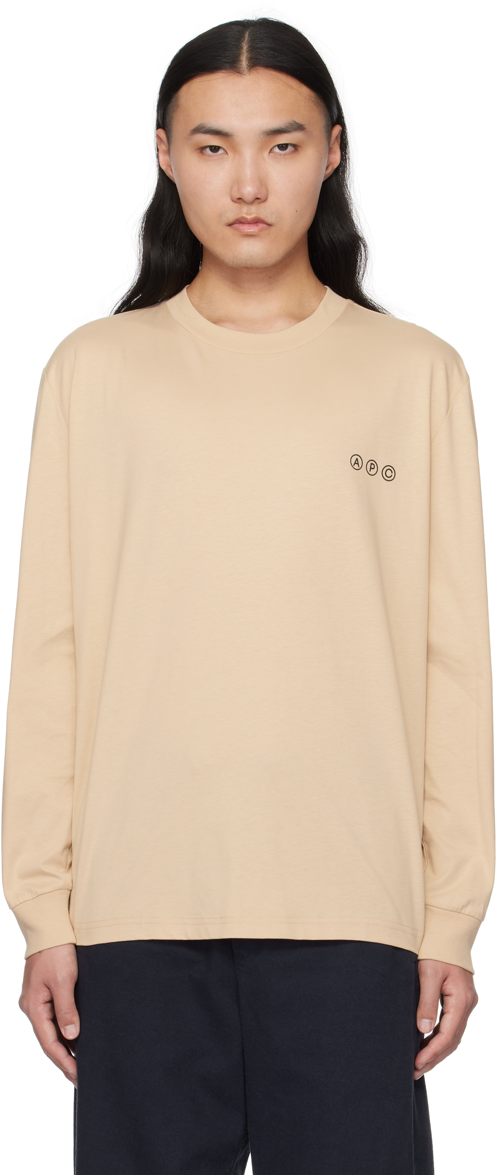 A. P.C. Beige Manche Longue Adresse T-shirt