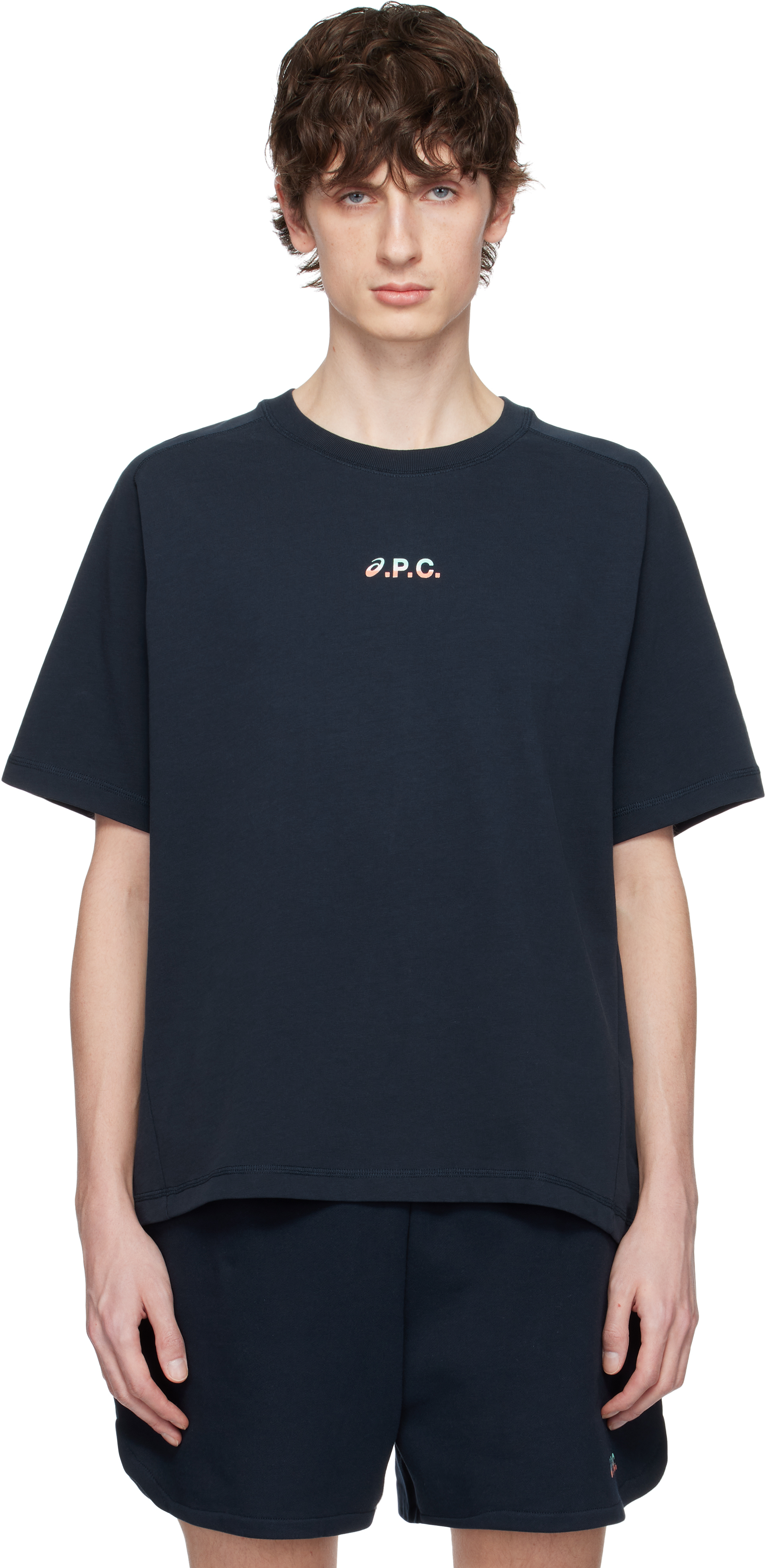 Tシャツ・カットソー A.P.C. X ASICS WIND T-SHIRT Navy ASICS Edition Wind T-shirt by A.P.C. on Sale