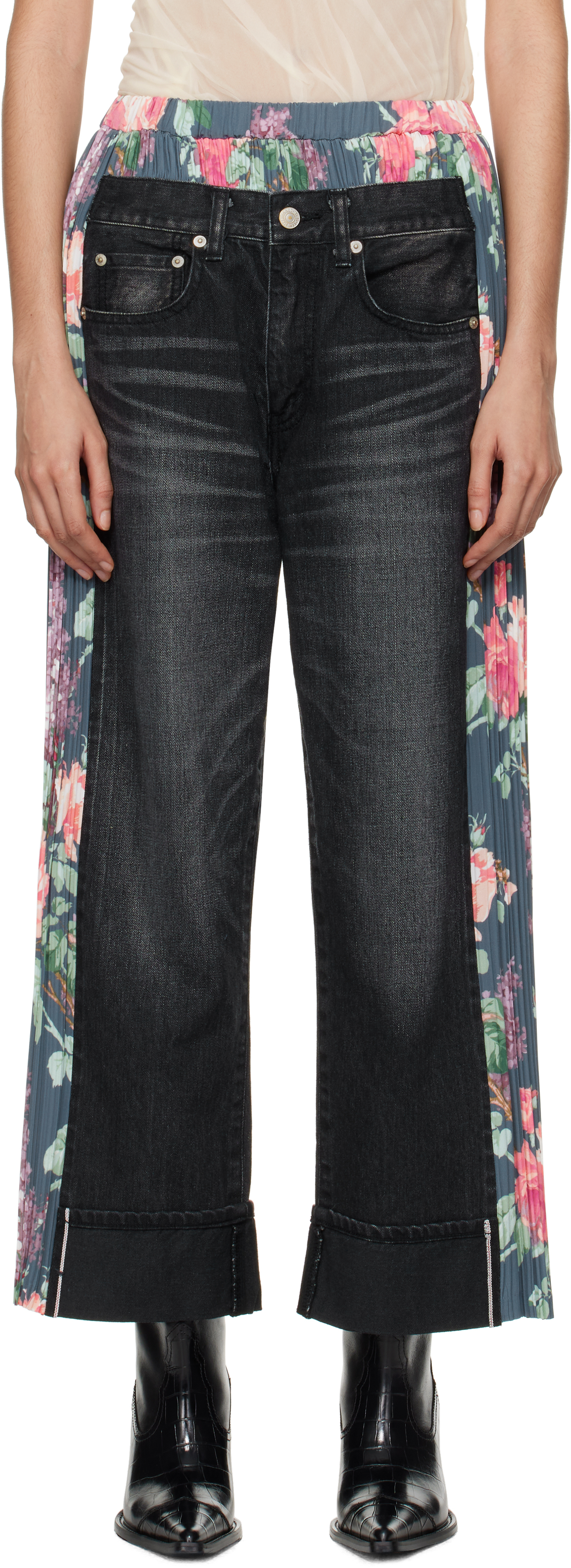 Black Levi's Edition Flower Pattern Print Jeans