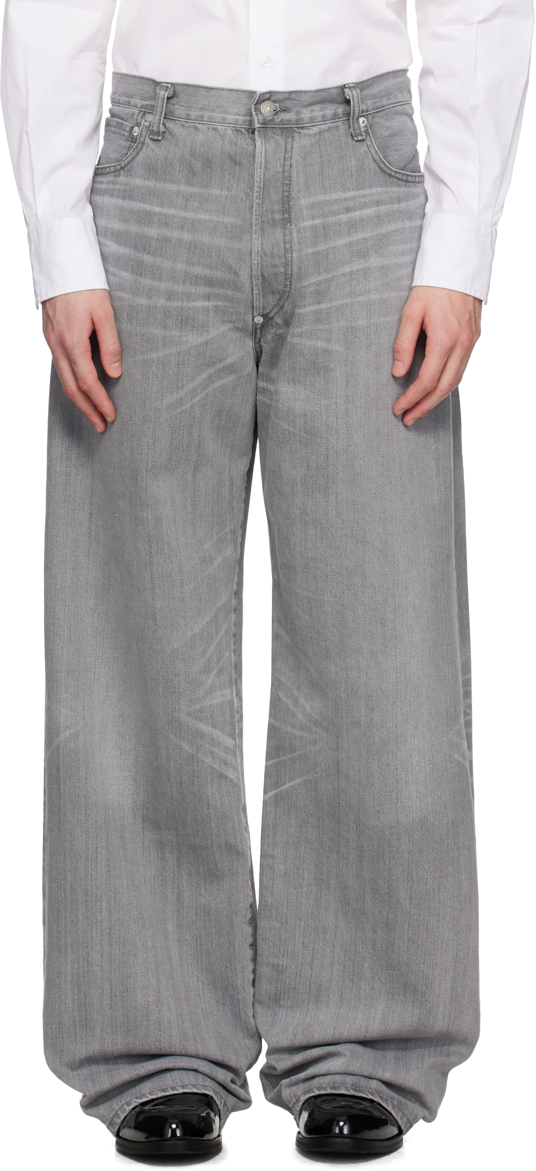 Gray Levi's Edition Garment Treated W Name Jeans by Junya