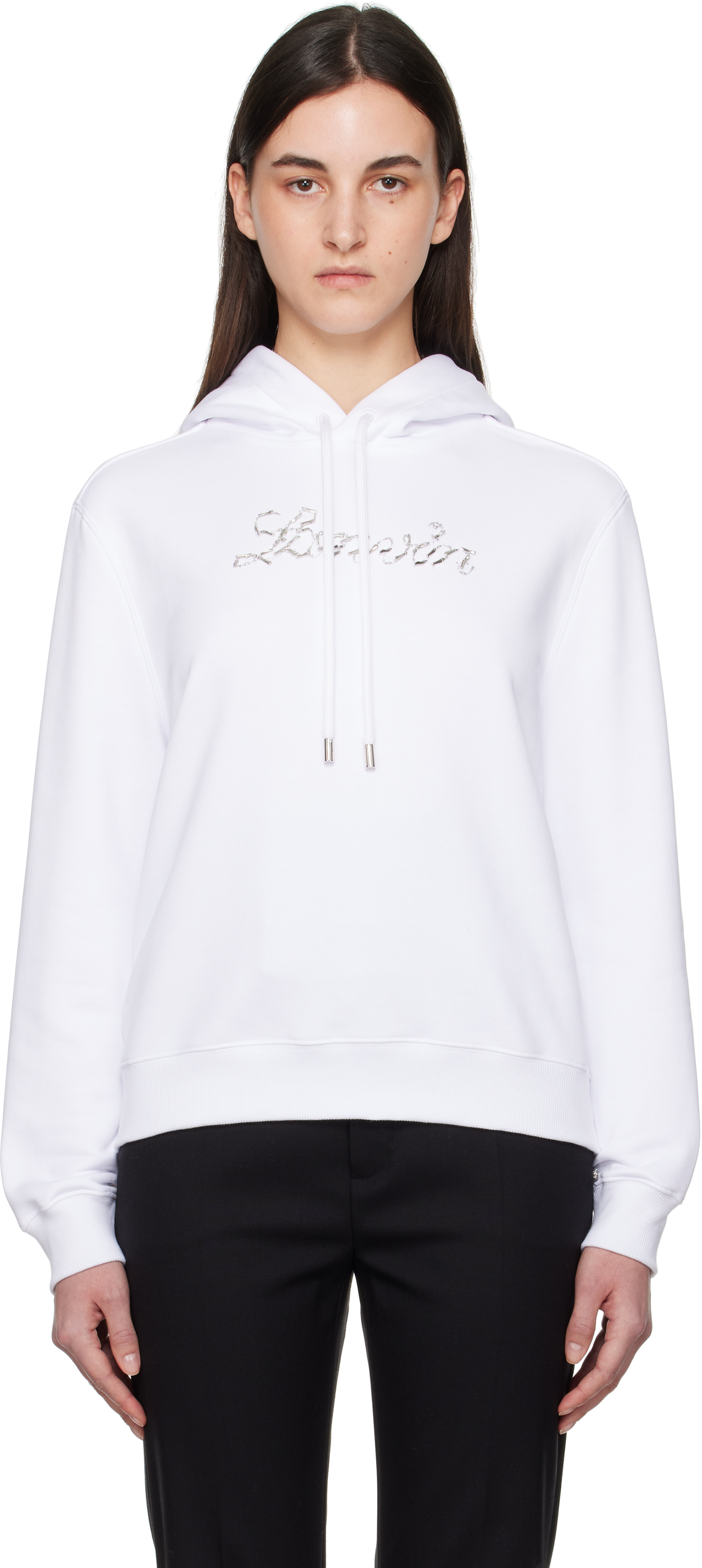 White 'Lanvin' Bead Embroidered Hoodie