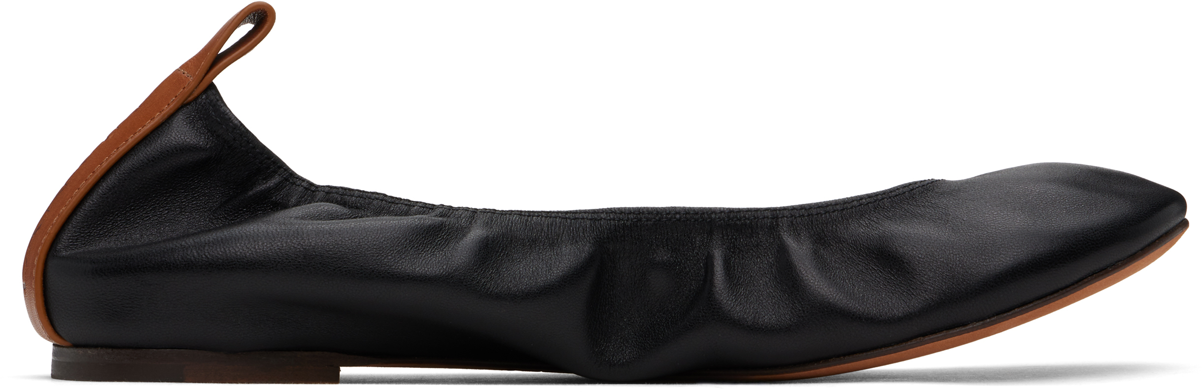 Lanvin Black Leather Ballerina Flats