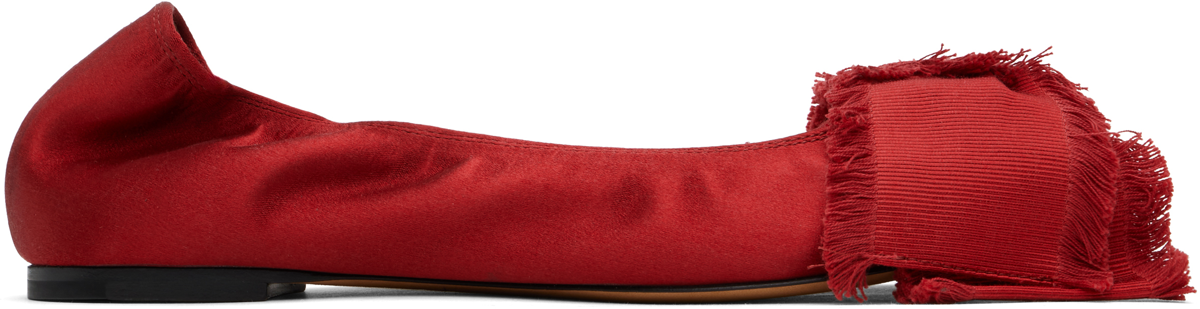 Lanvin Red Satin Bow Ballerina Flats In Carmine Red