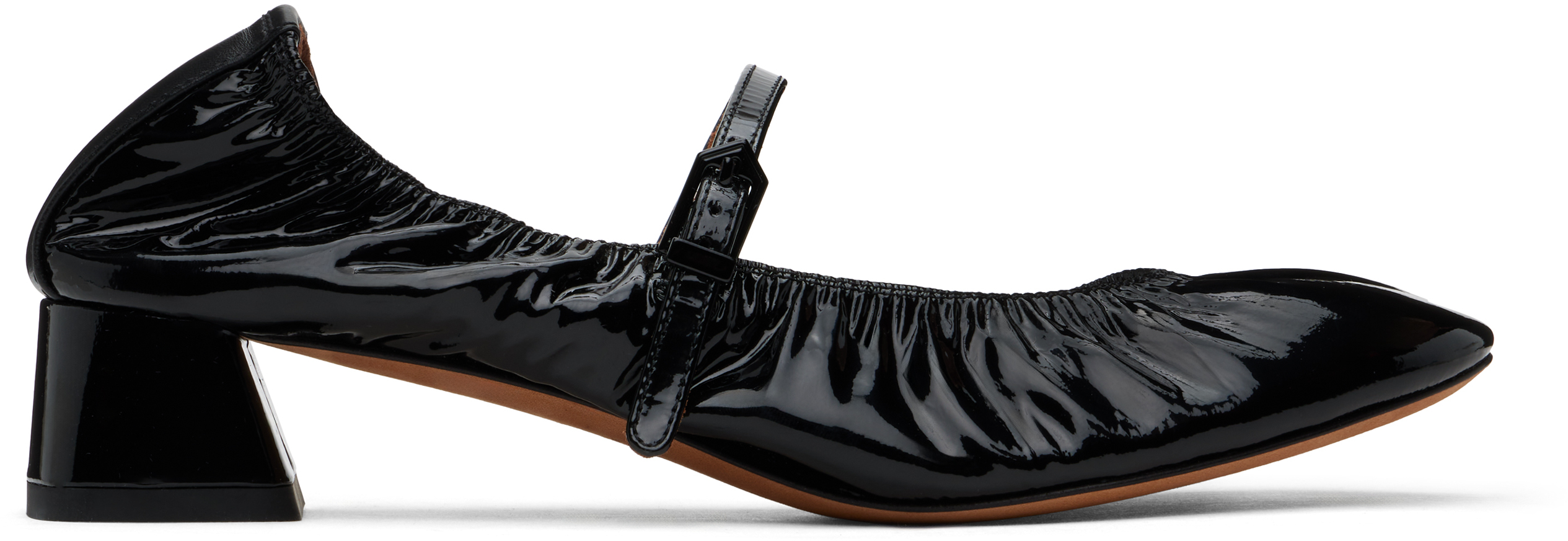 Lanvin Heeled Mary Jane In Glossy Leather In Black