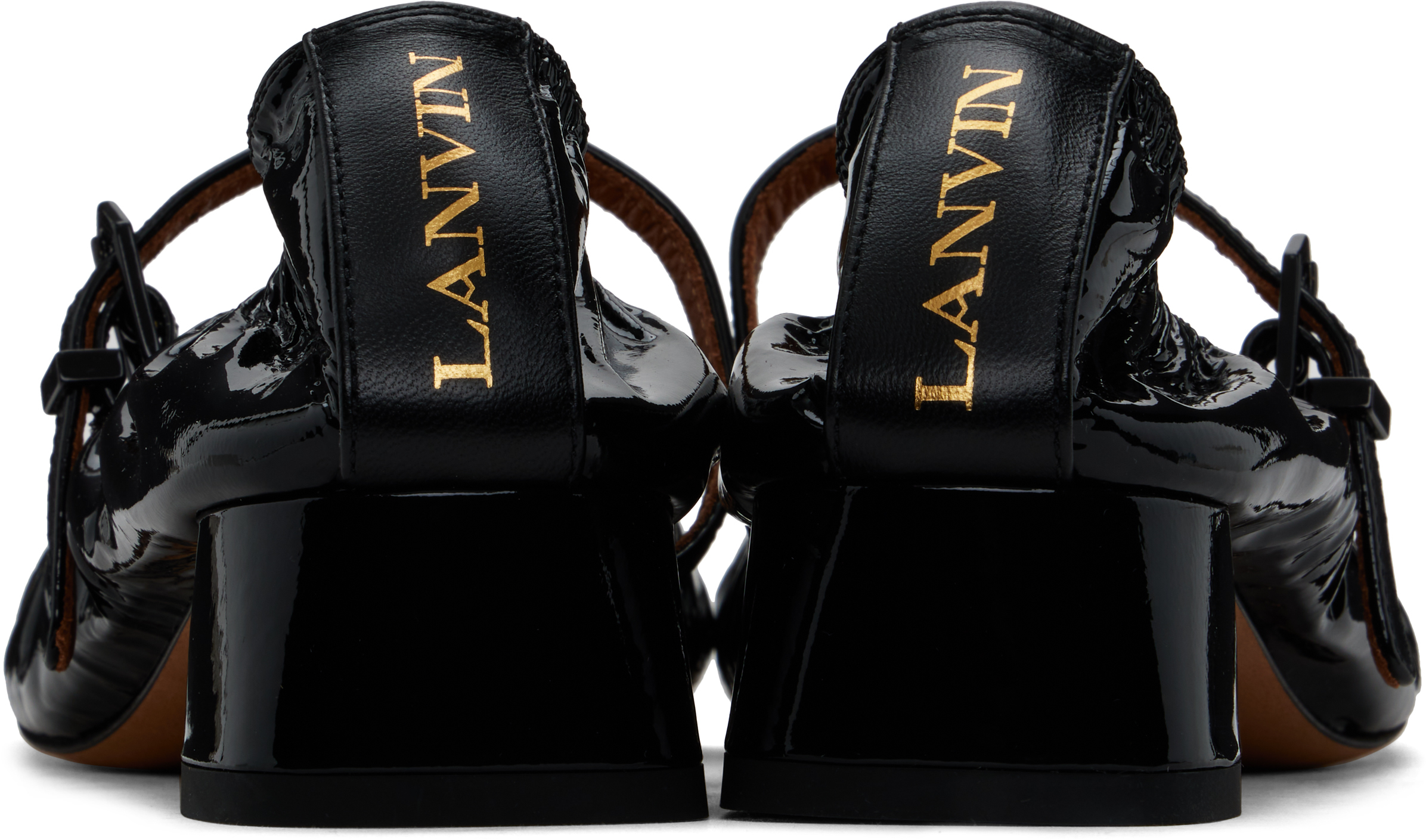 Lanvin Heeled Mary Jane In Glossy Leather In Black