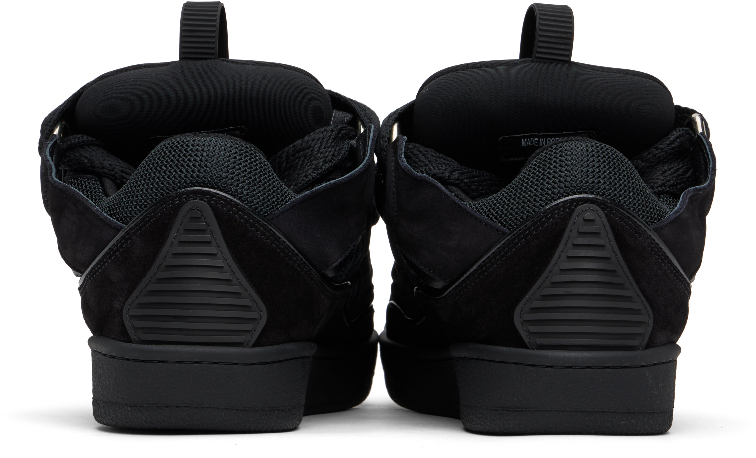 Shop Lanvin Black Curb Leather Sneakers In Black/black
