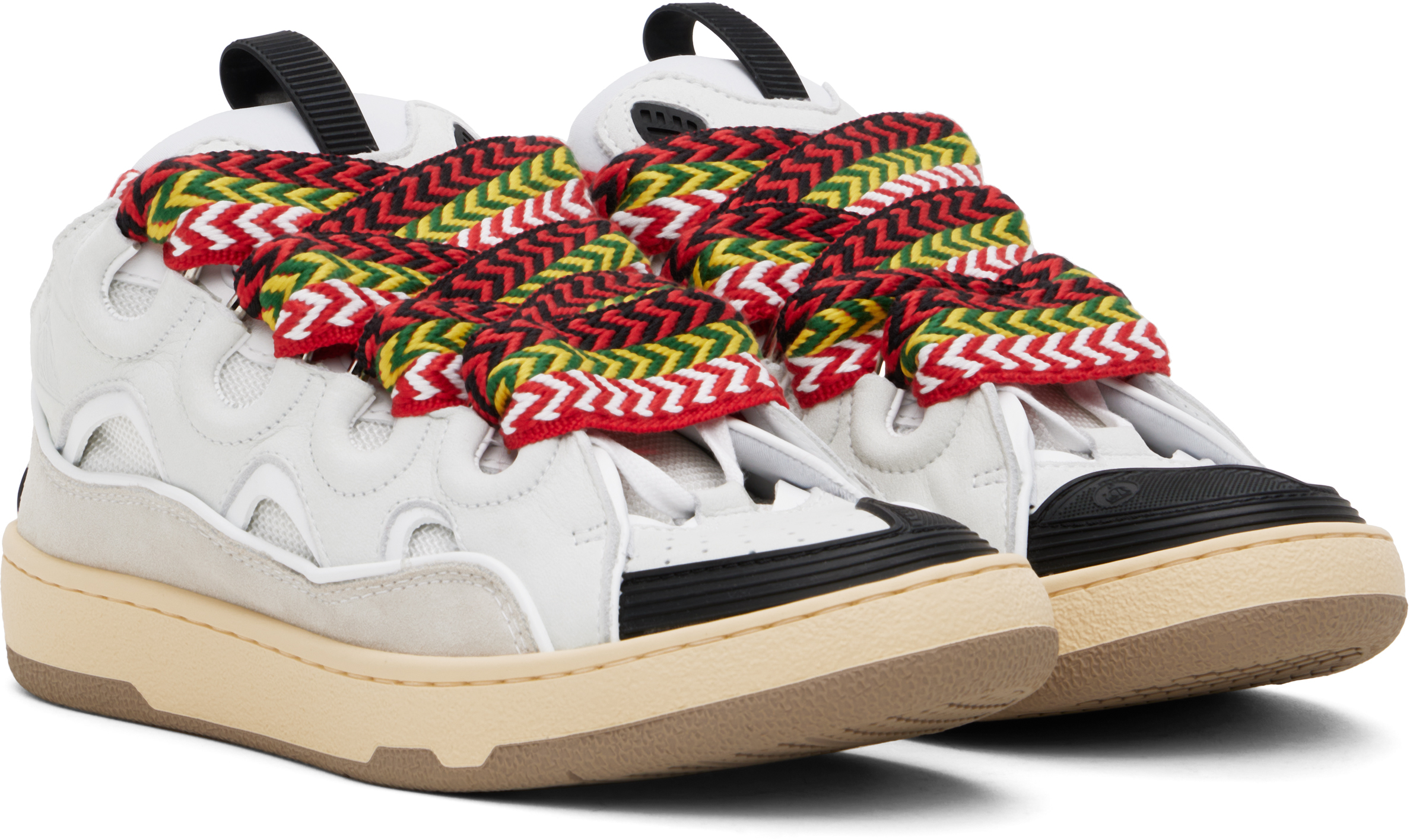 Lanvin Exaggerated Silhouette Leather And Rubber Sneakers In White