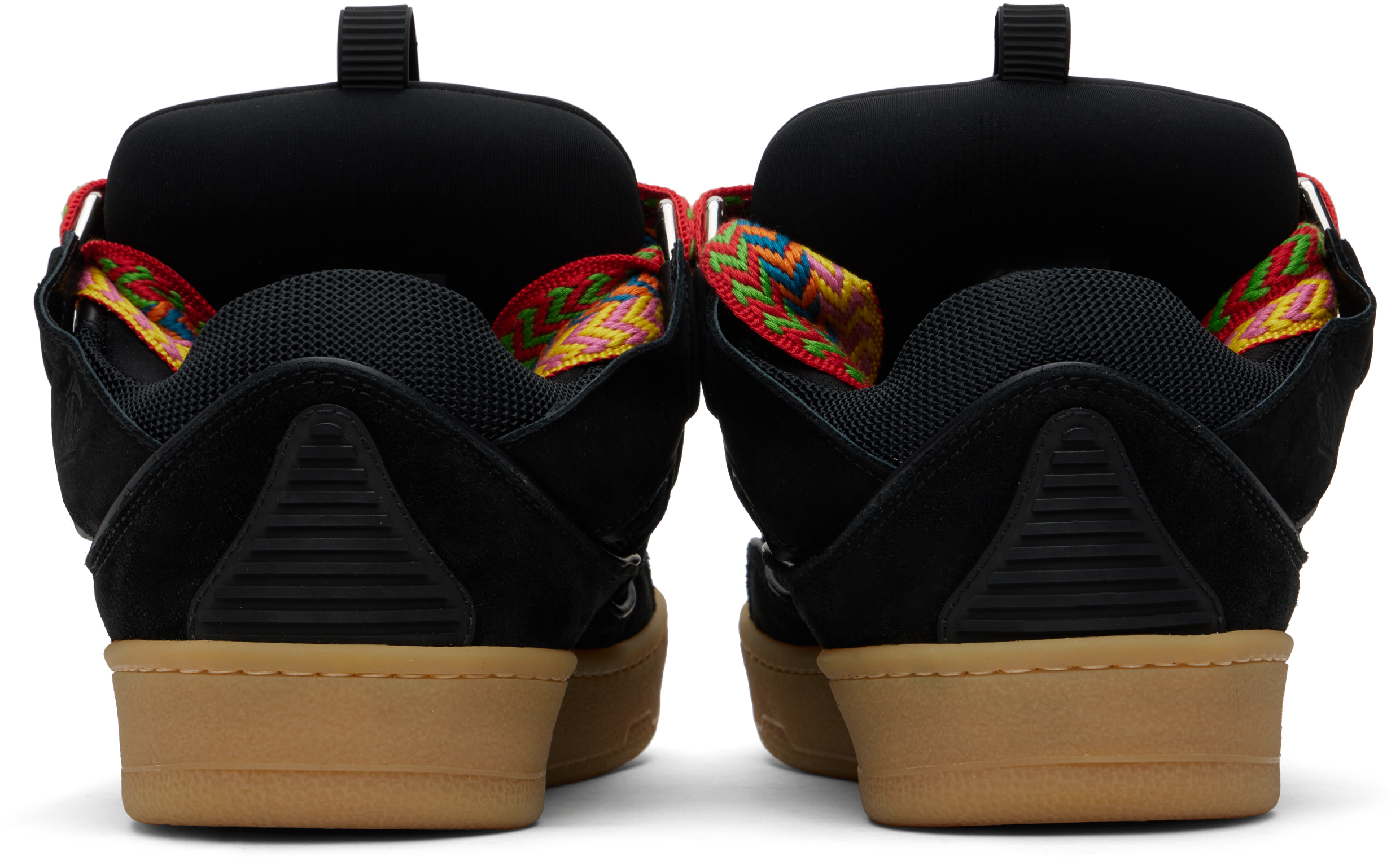 Shop Lanvin Black Leather Curb Sneakers