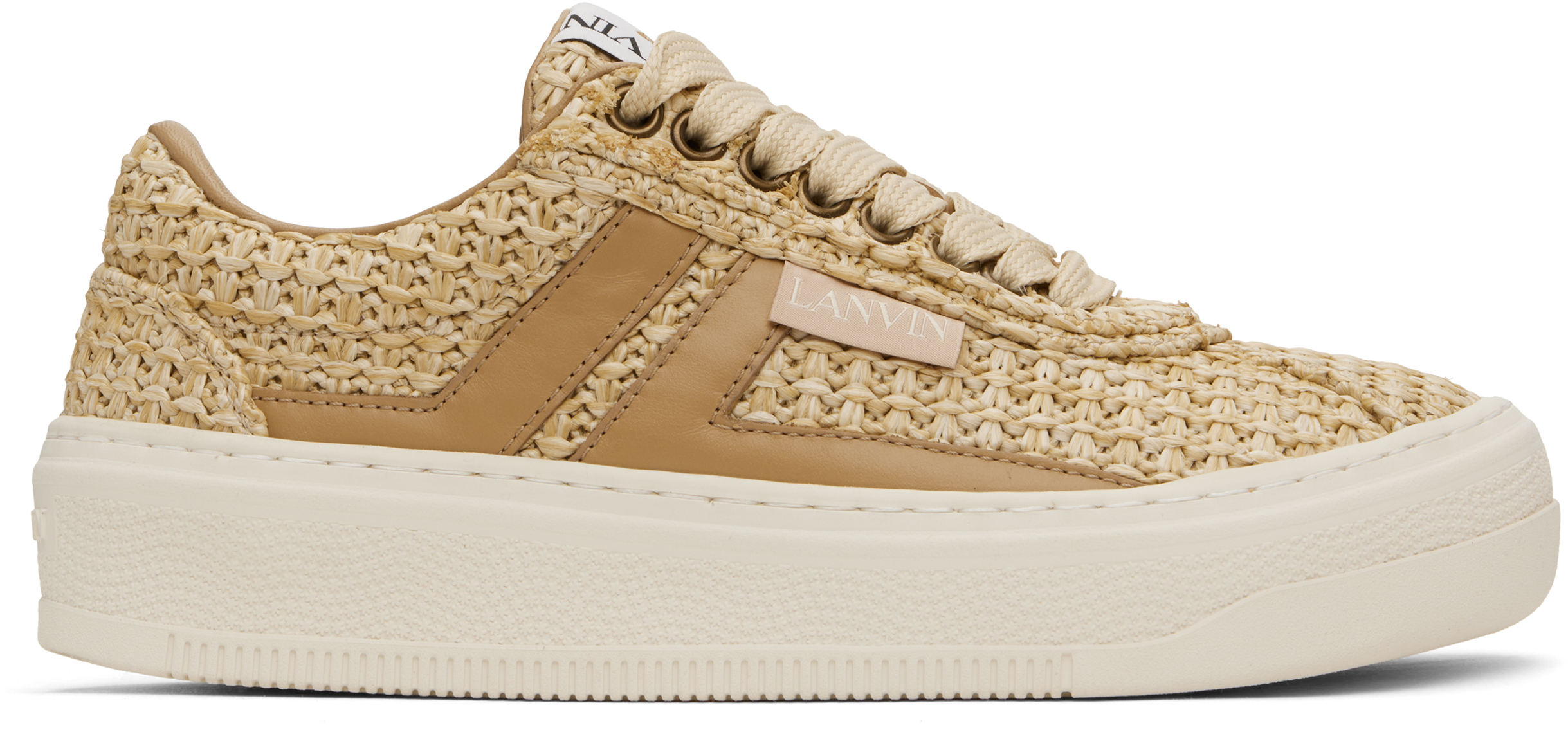 【関税込み】Lanvin ベージュ 'Lanvin' Cash Raffia スニーカー Lanvin Cash Raffia Sneakers | Lanvin