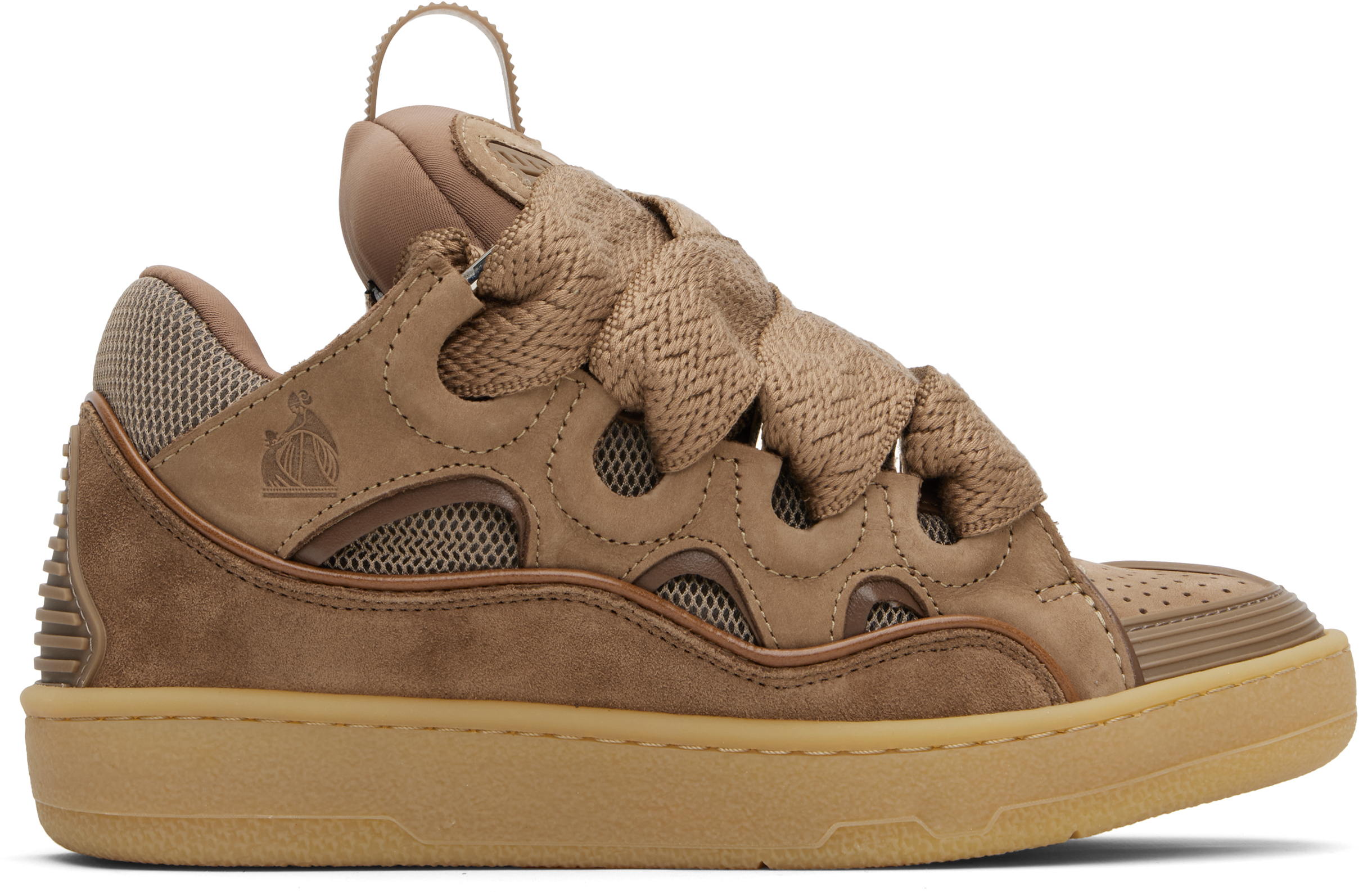 SSENSE Exclusive Brown Leather Curb Sneakers by Lanvin on Sale