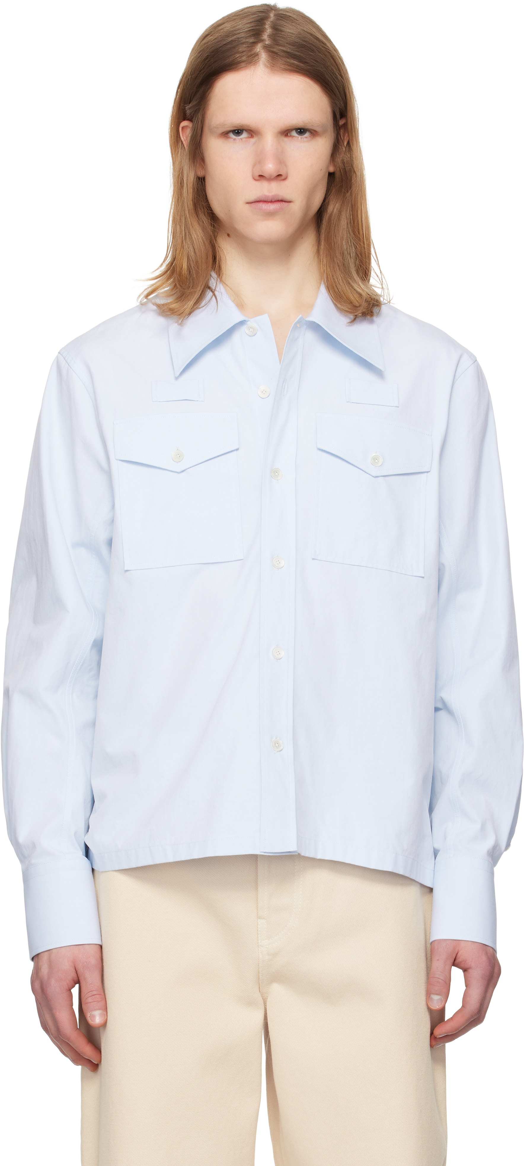 Blue Loose-Fit Utlity Shirt