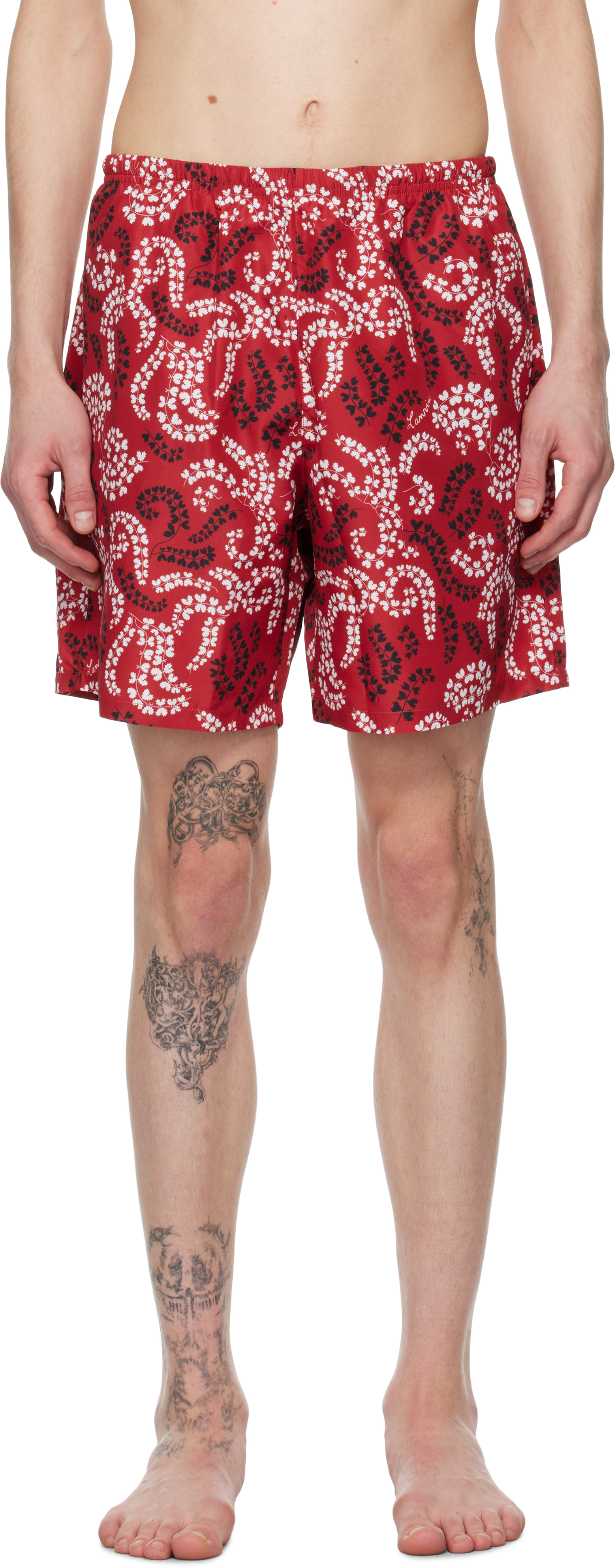 Red Printed Swim Shorts