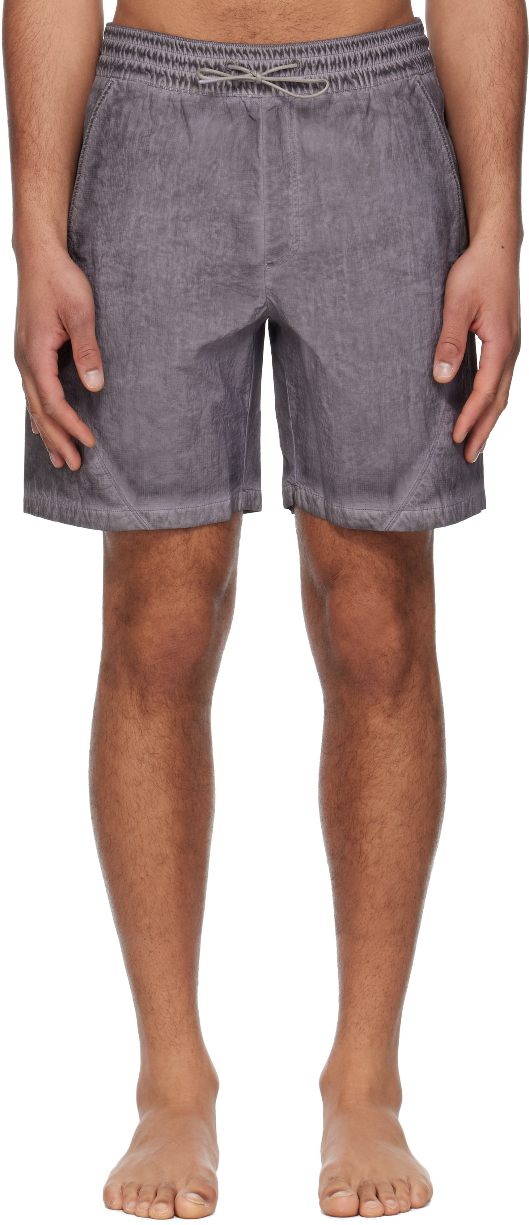Coor Gray Lipstop Over Dying Curved Swim Shorts In Washed Gray