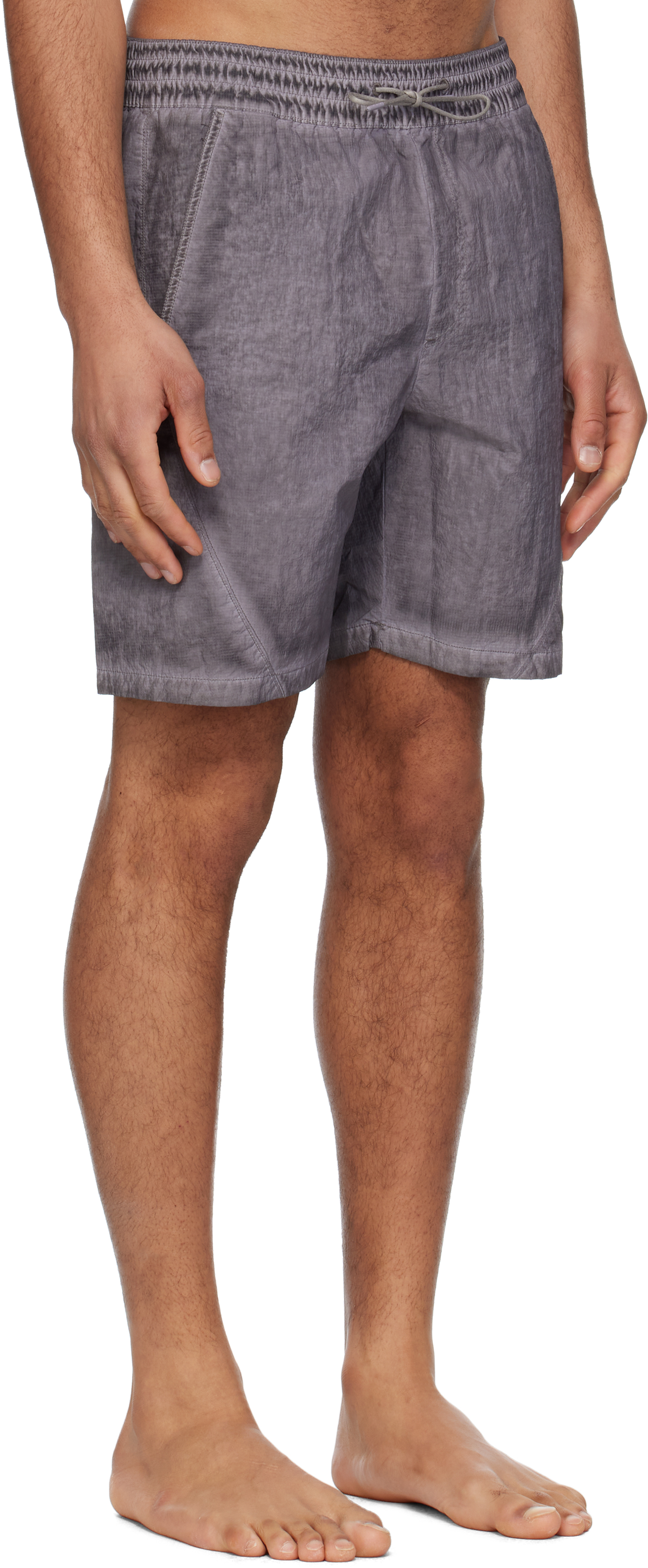 Coor Gray Lipstop Over Dying Curved Swim Shorts In Washed Gray