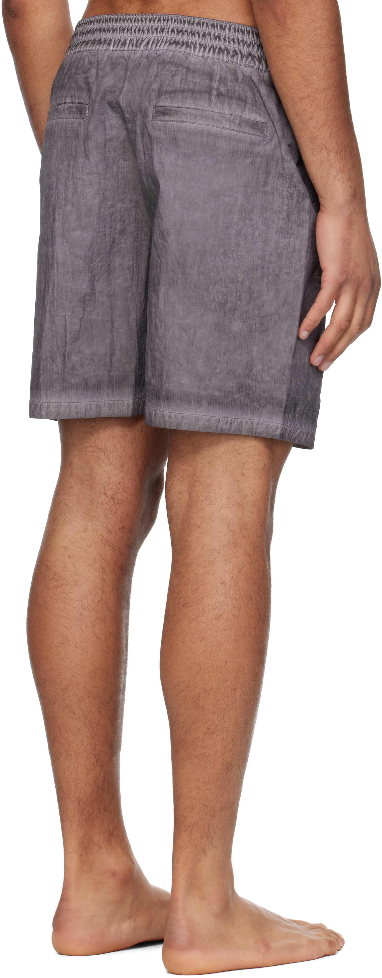 Coor Gray Lipstop Over Dying Curved Swim Shorts In Washed Gray