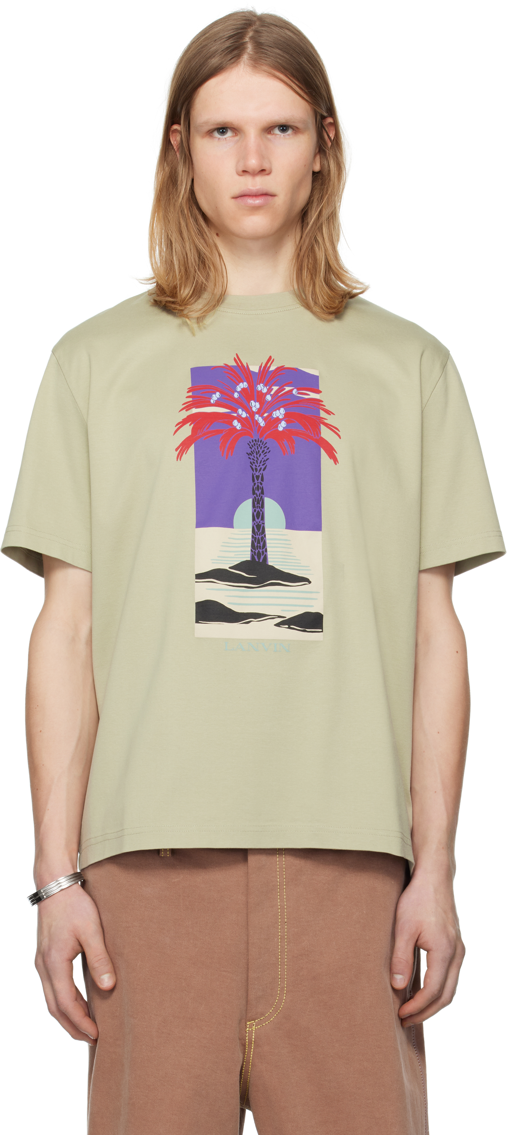 【関税込み】Lanvin グリーン プリントTシャツ Lanvinのグリーン プリントTシャツがセール中