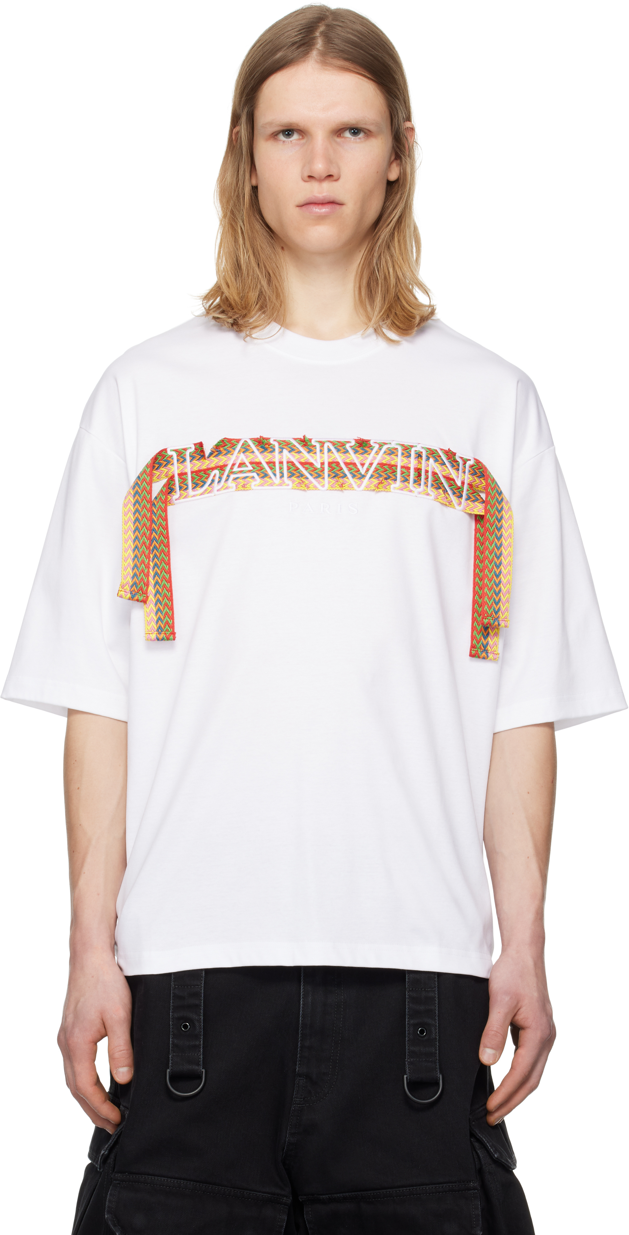 【関税込み】Lanvin ホワイト Curb Lace オーバーサイズ Tシャツ Lanvinのホワイト Curb Lace オーバーサイズ Tシャツがセール中