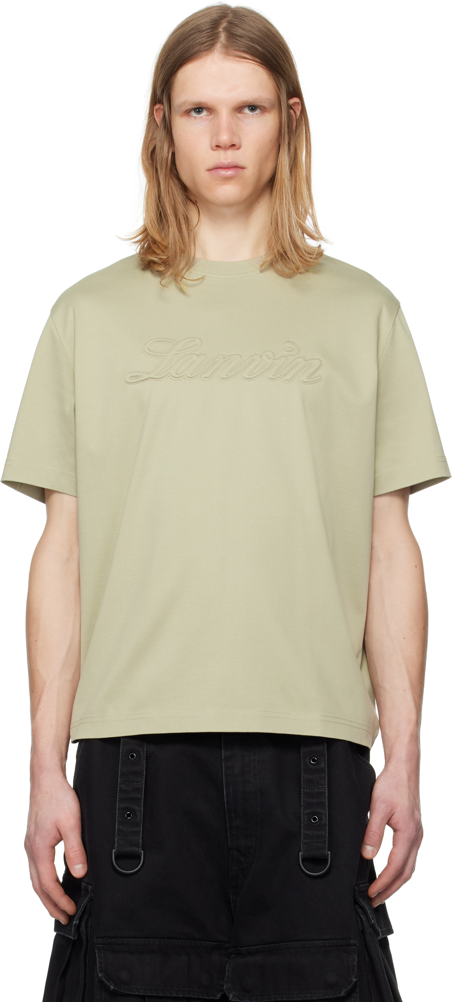 Green Debossed 'Lanvin' T-Shirt