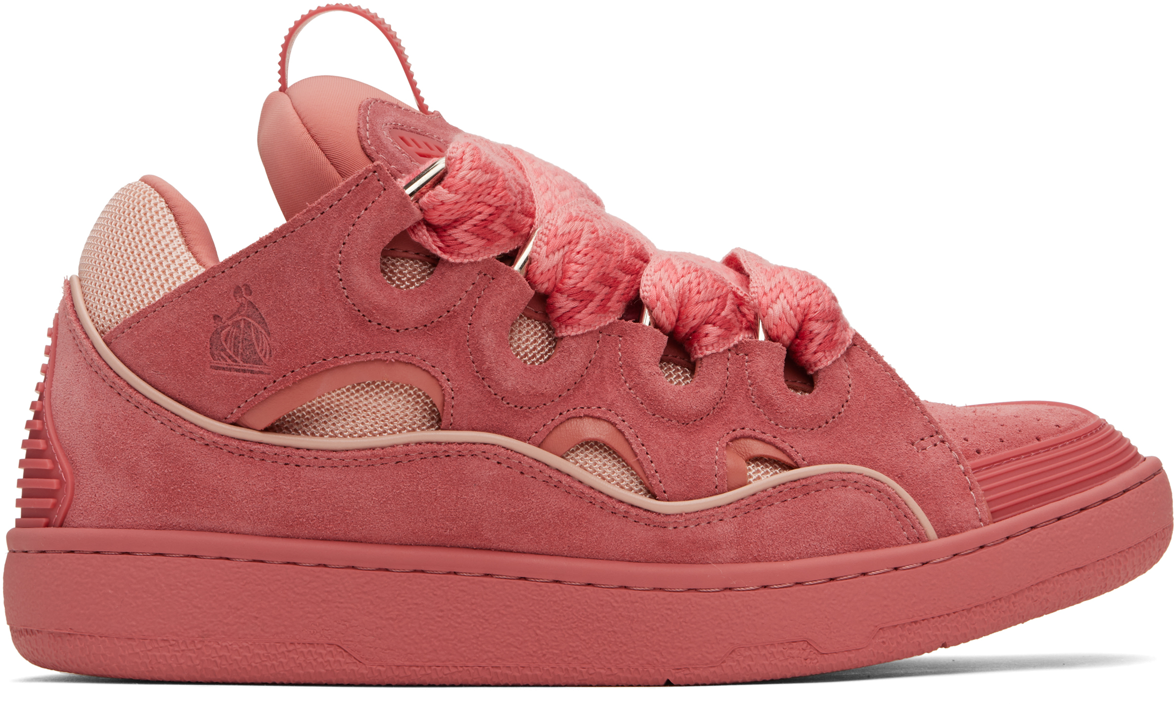 Pink Curb Leather Sneakers by Lanvin on Sale