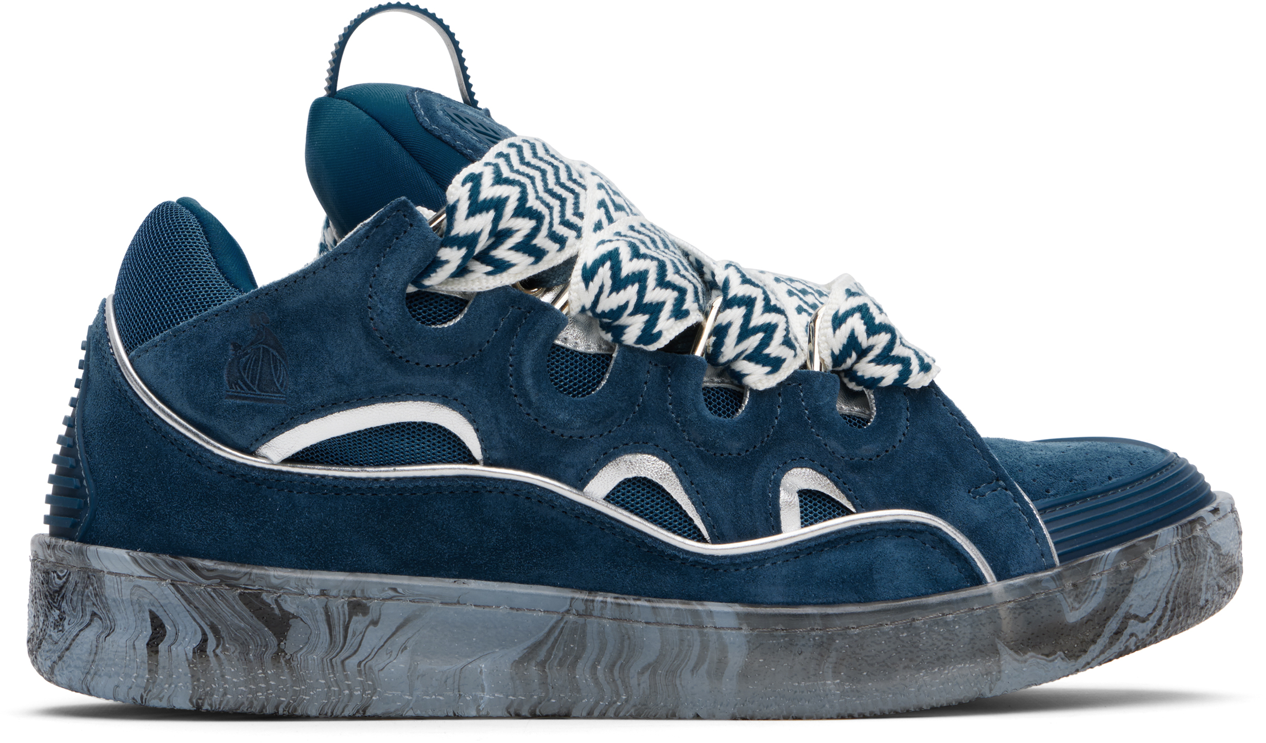 ★Lanvin★ ブルー Curb マーブルソール レザースニーカー Lanvinのブルー Curb マーブルソール レザースニーカーがセール中