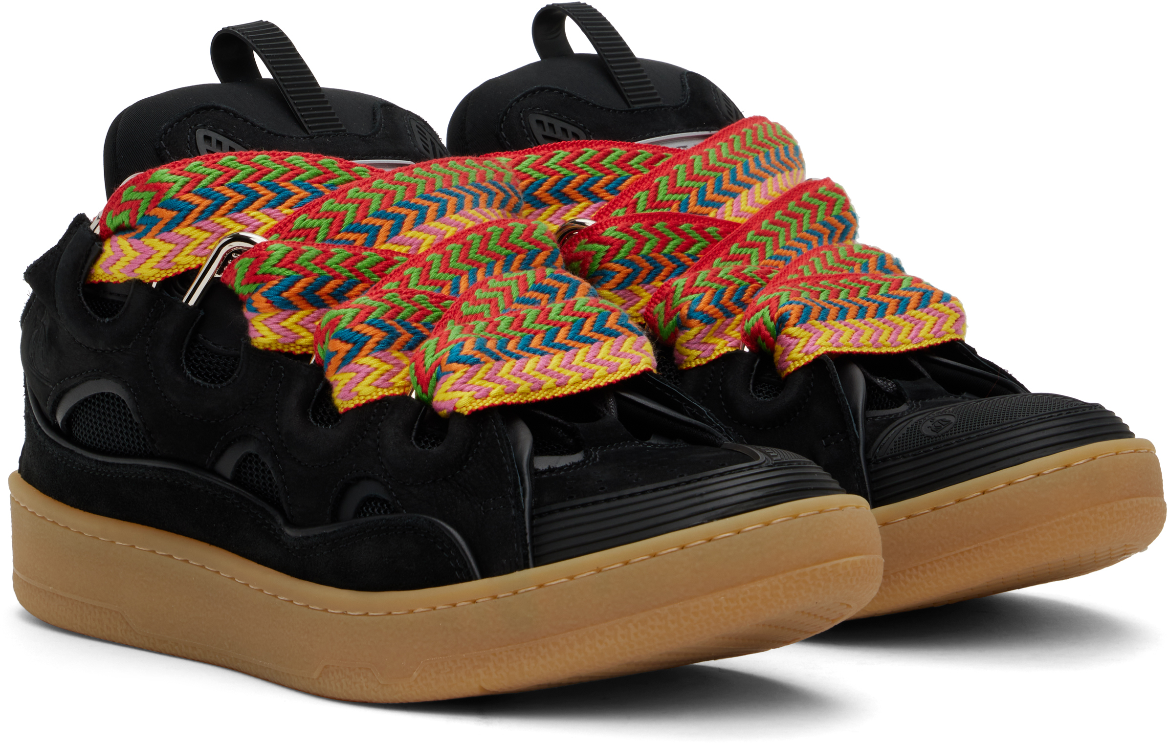 Lanvin Black Leather Curb Sneakers In Black10
