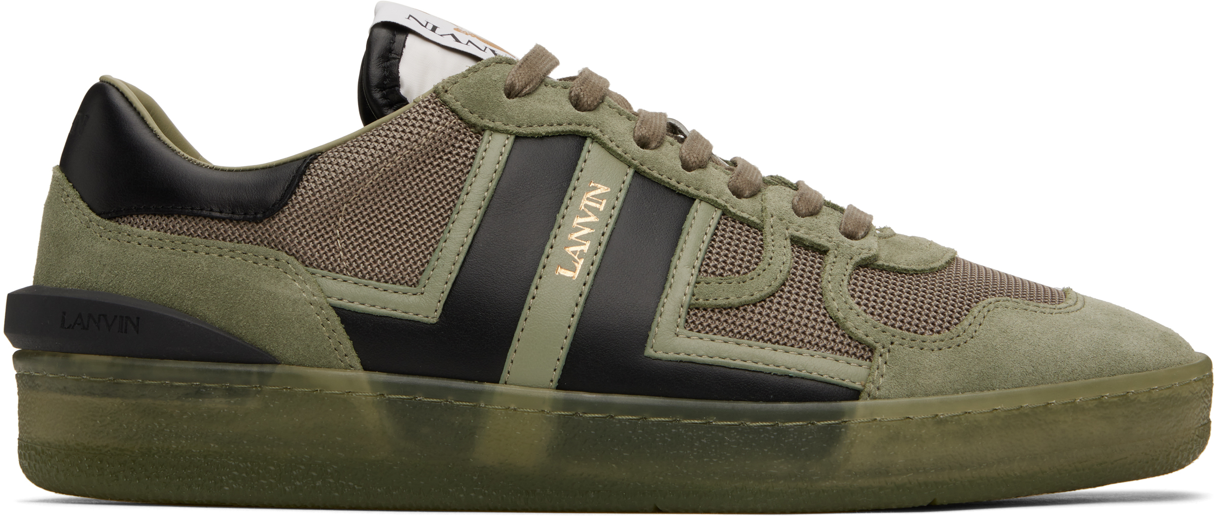 【関税込み】Lanvin カーキ メッシュ L-I スニーカー Lanvinのカーキ Clay メッシュ スニーカーがセール中