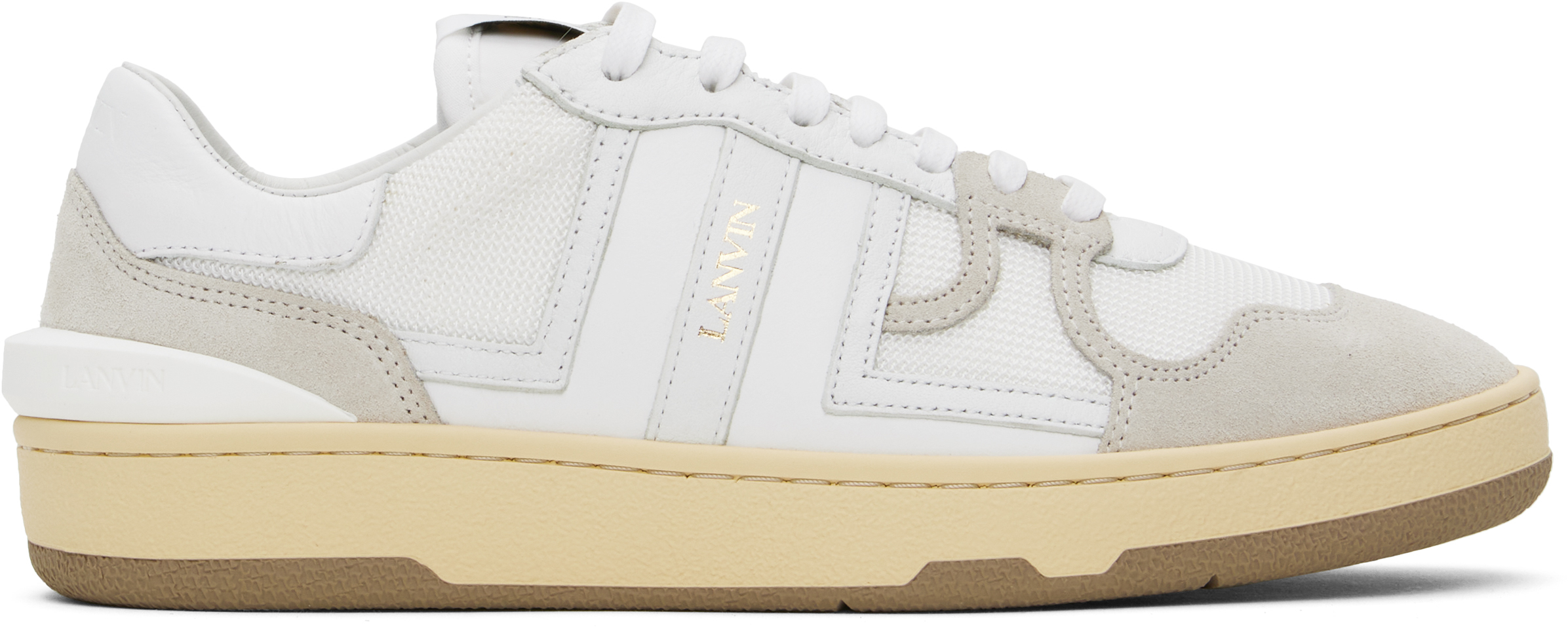 【関税込み】Lanvin ホワイト&グレー Clay メッシュ スニーカー Lanvinのホワイト Clay メッシュ スニーカーがセール中