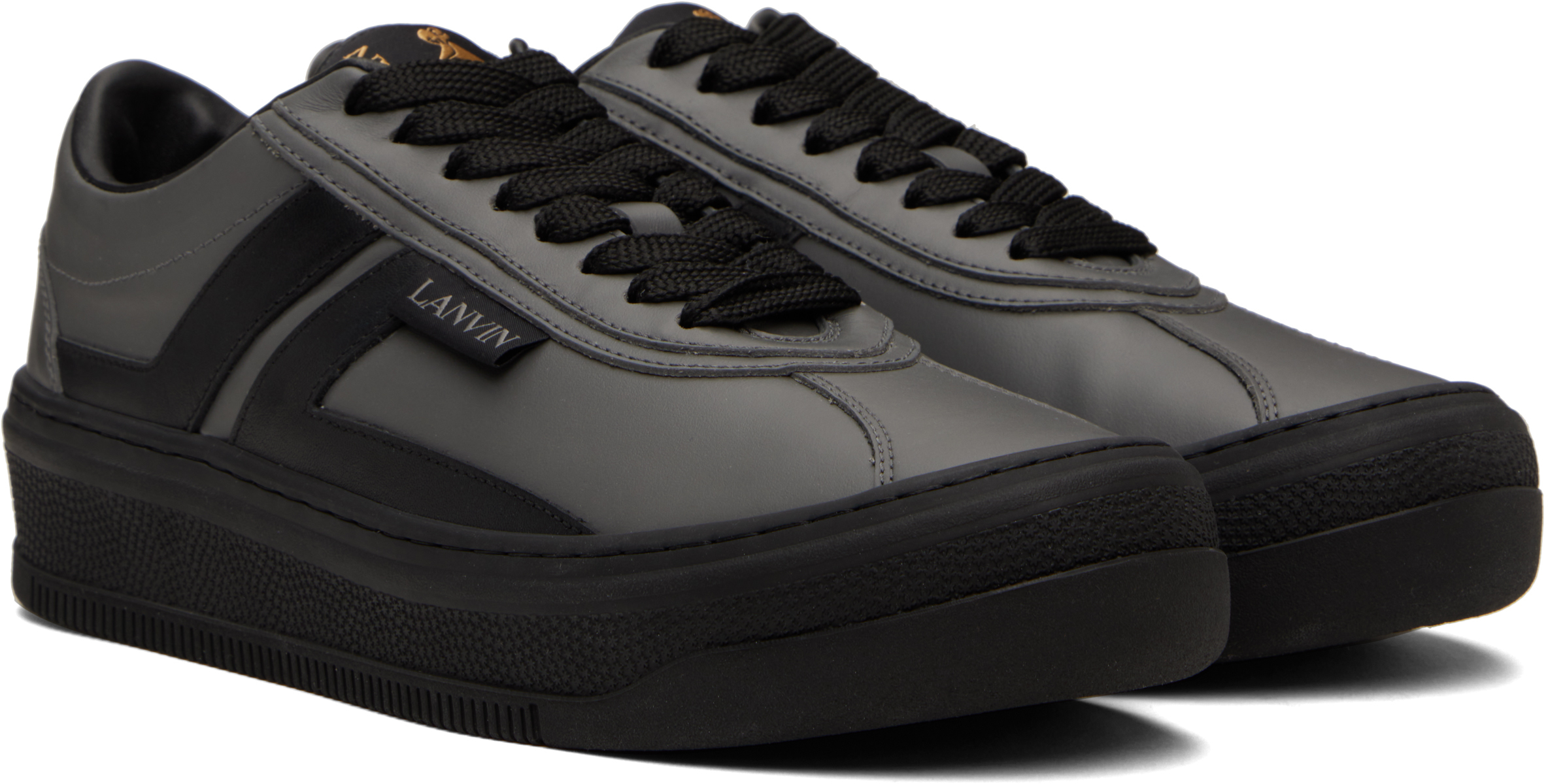 Lanvin Gray & Black 'cash By ' Sneakers In Steel/blackm310