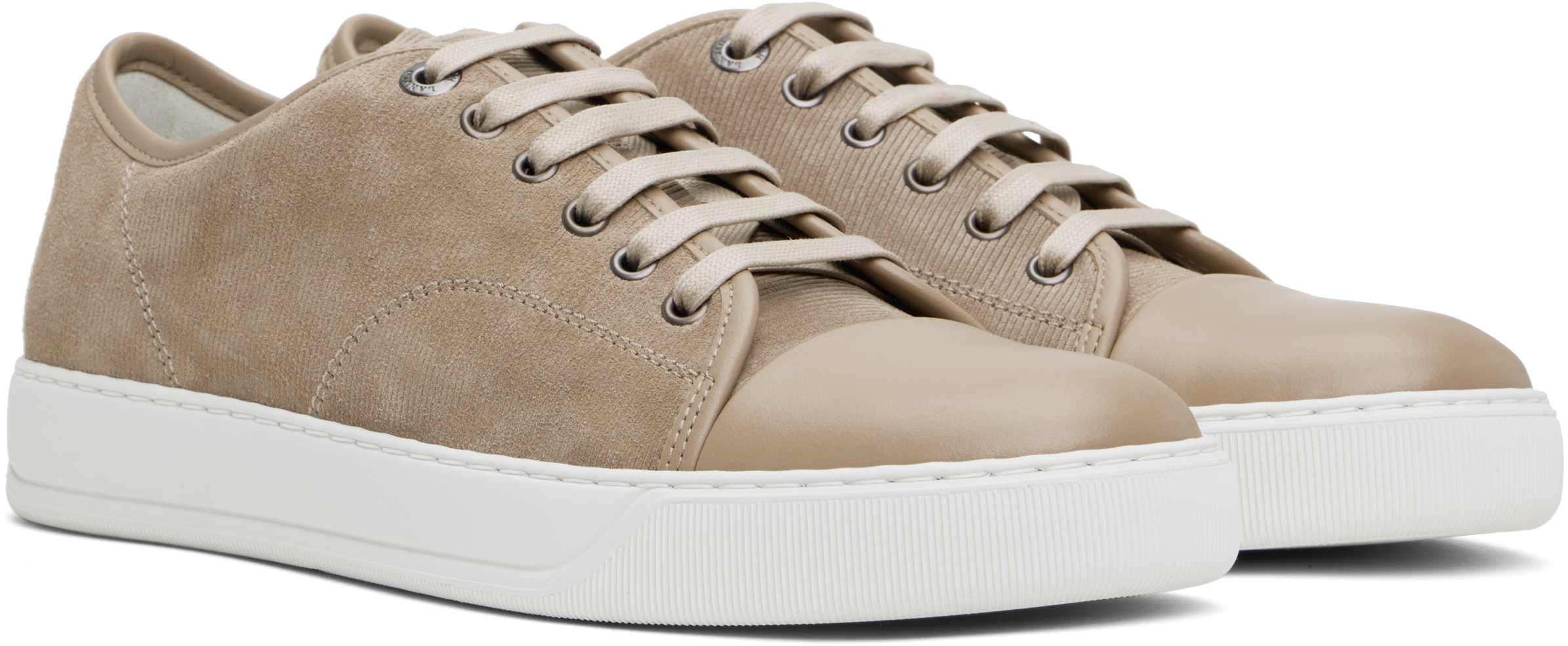 Lanvin Dbb1 Suede And Leather Sneakers For Men In Mastic04