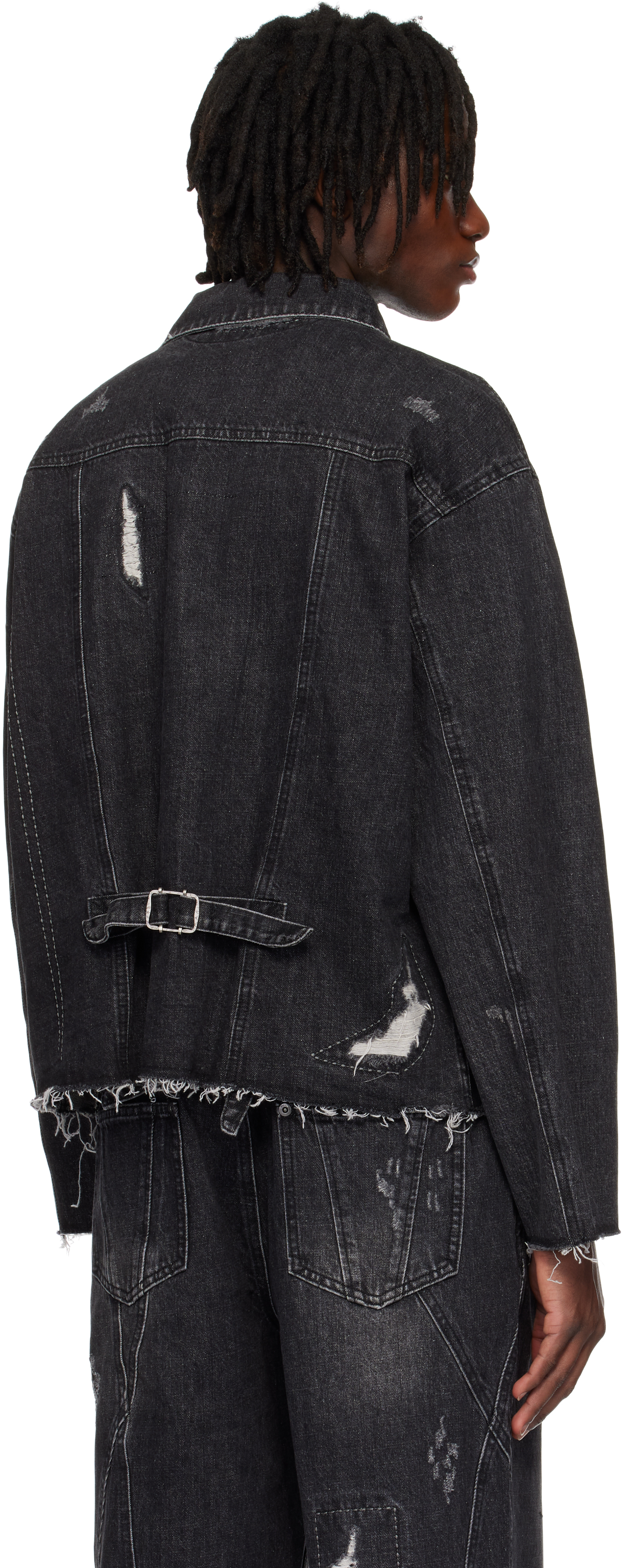 Professor.e Black Repaired Type I Denim Jacket In Washed Black