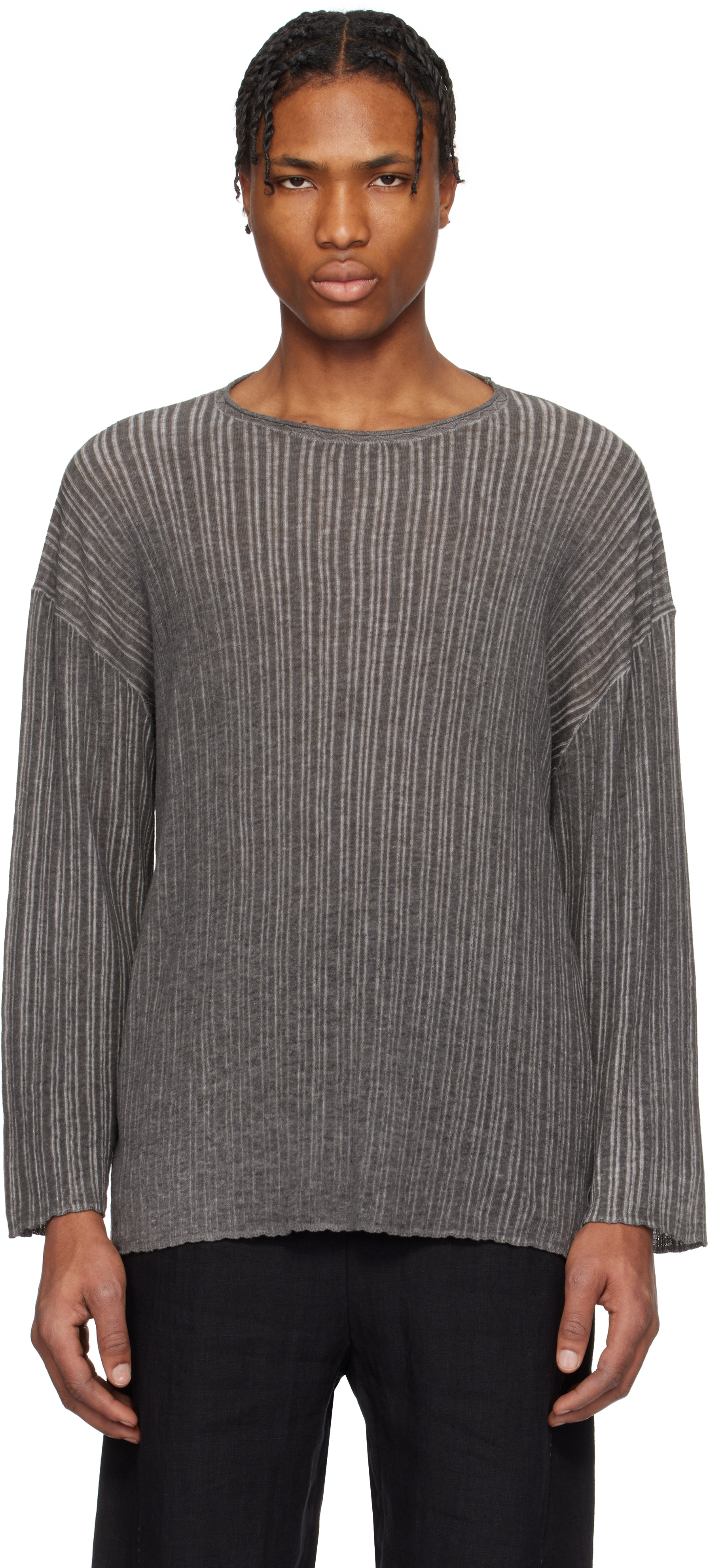 Professor. E Gray Semi-Sheer Dirt Knit Sweater