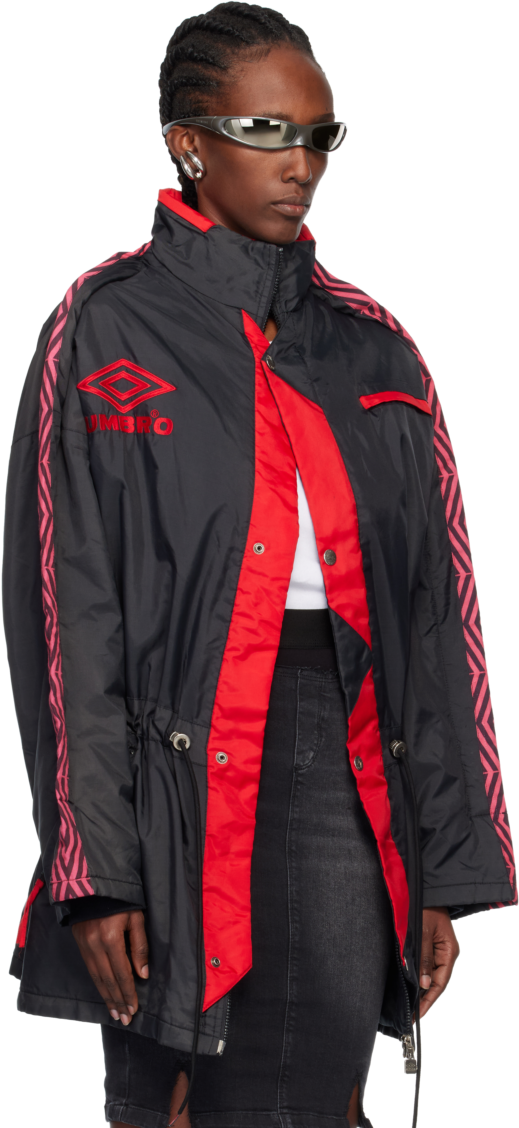 Prototypes Black & Red Outline Coach Parka In Black