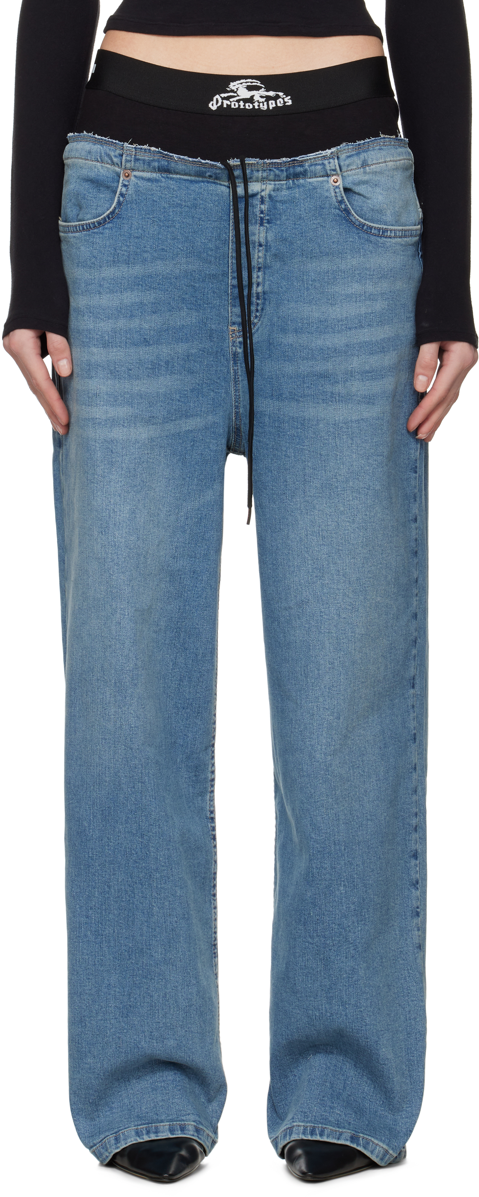 Blue Waistband Regular Jeans