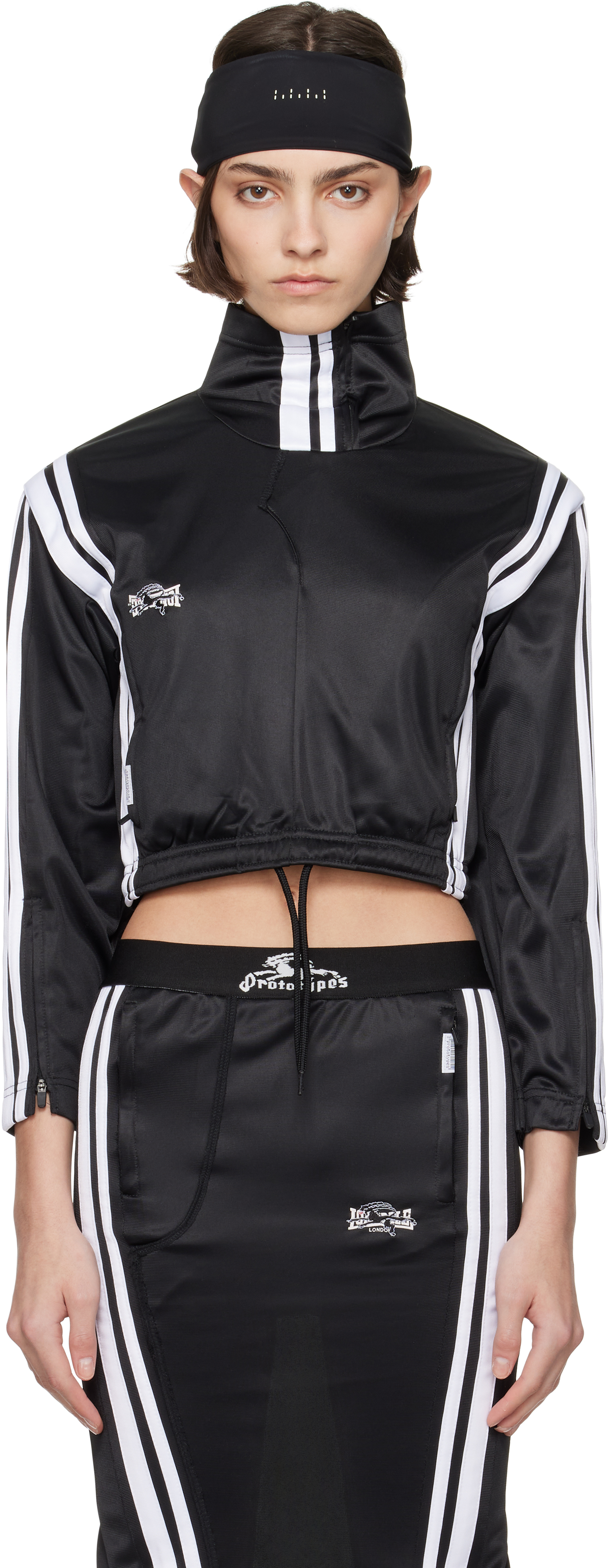 Black Upcycled Upside Down Zip Up Sweatshirt
