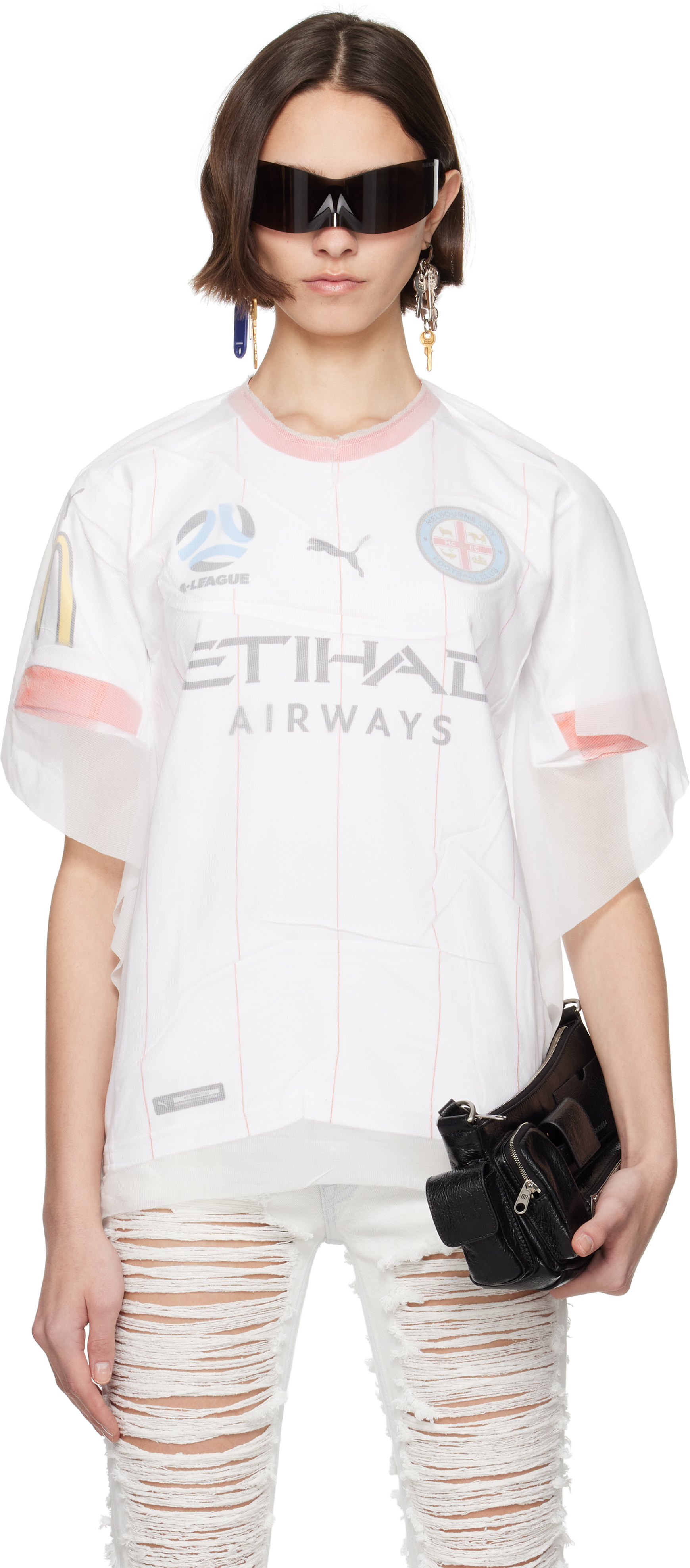 White Fused Football Tricot T-shirt by Prototypes on Sale