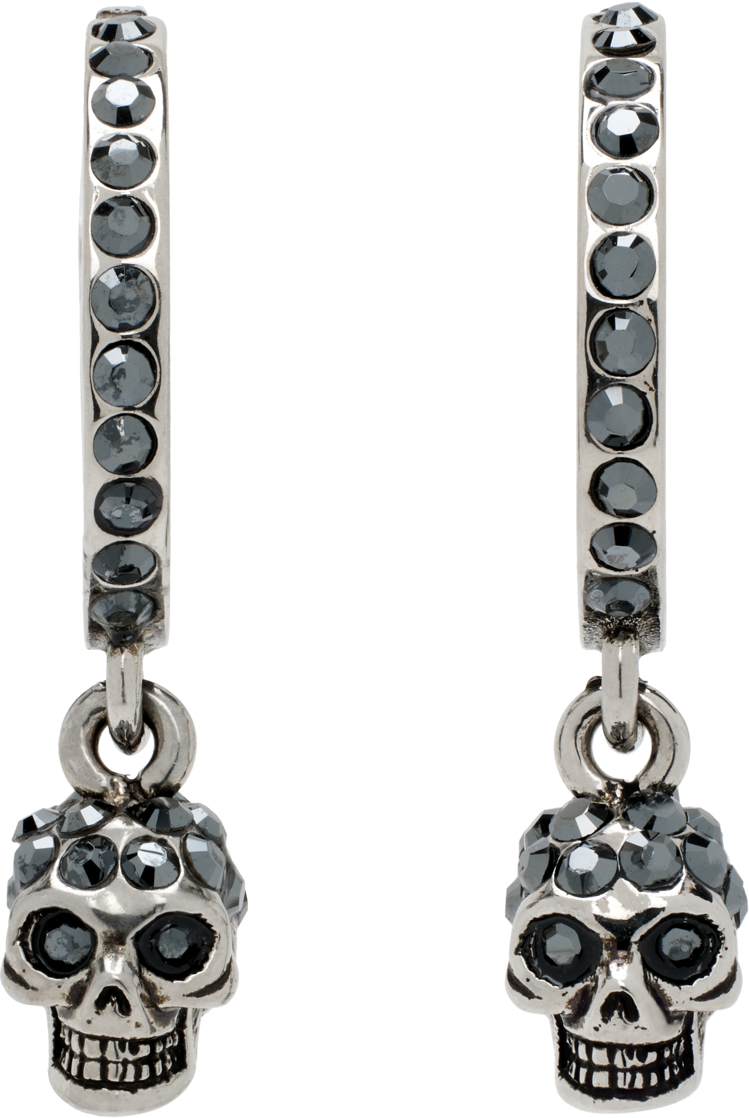 Gunmetal Skull Mini Creole Hoop Earrings by McQueen on Sale