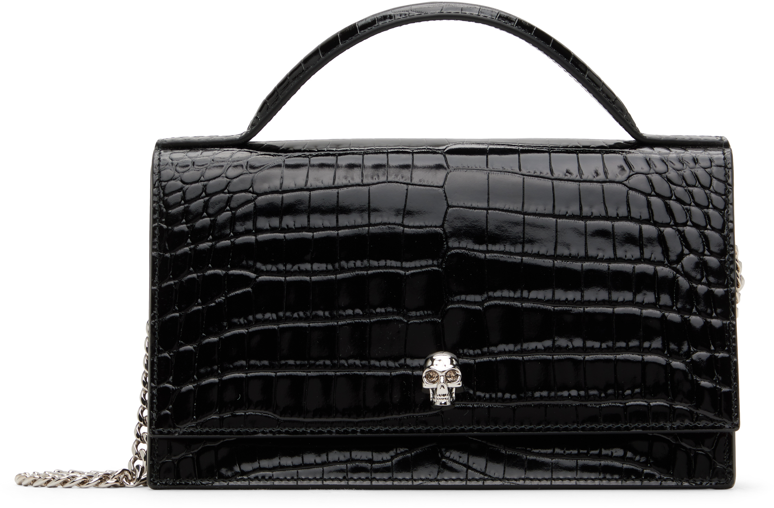 Black Top Handle Skull Bag