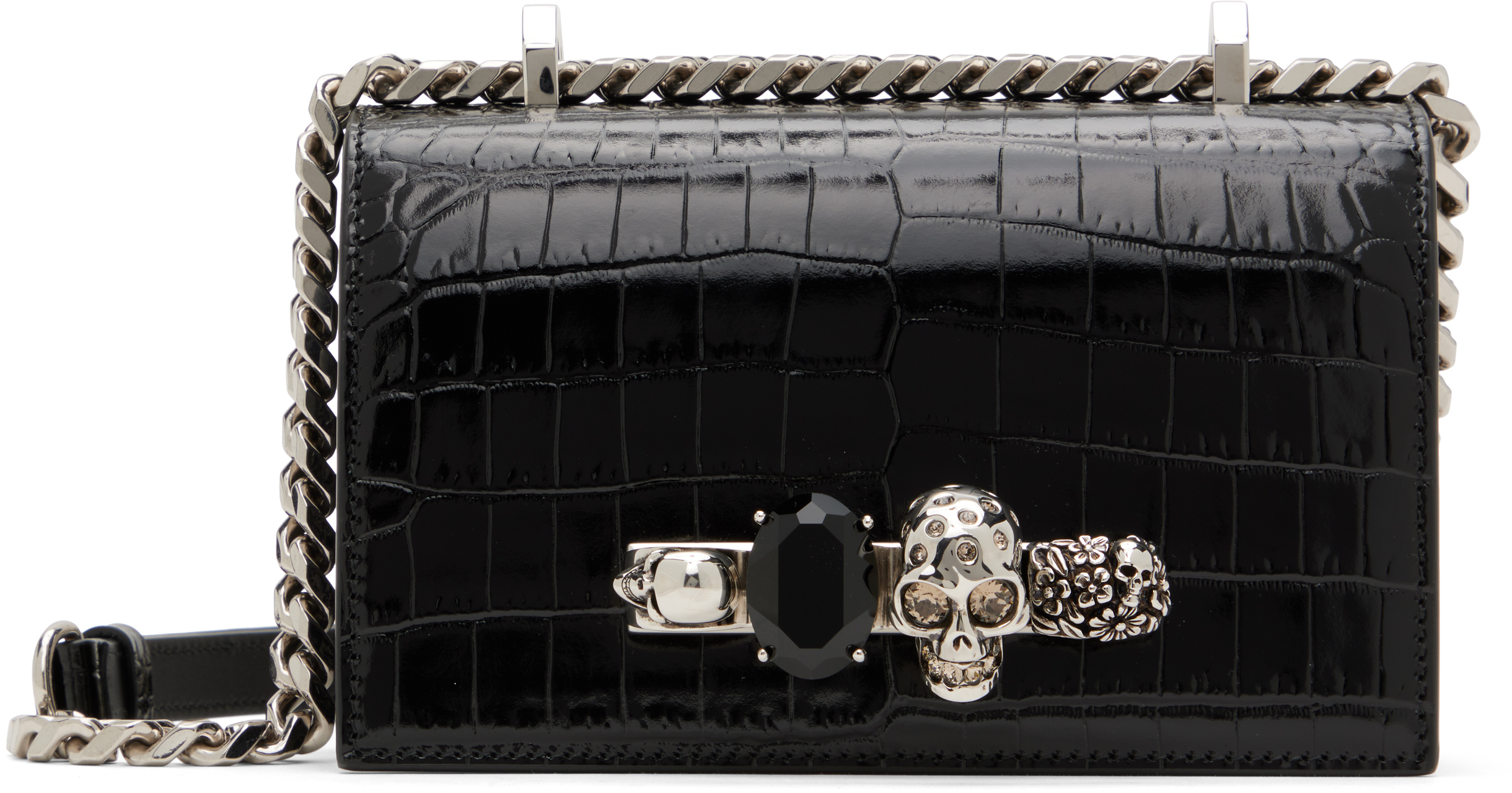 Black Mini Jewelled Satchel