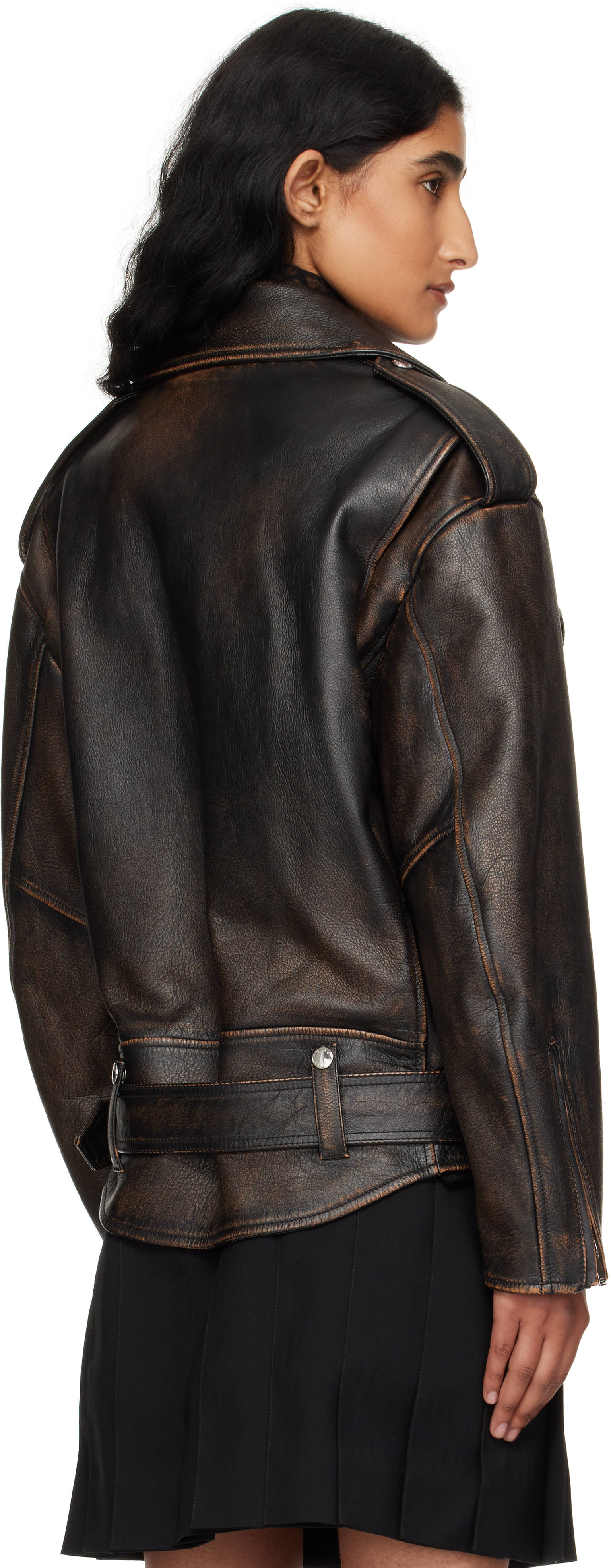 Alexander Mcqueen Waist Belted Epaulettes Lapels Zippered Pockets In Brown