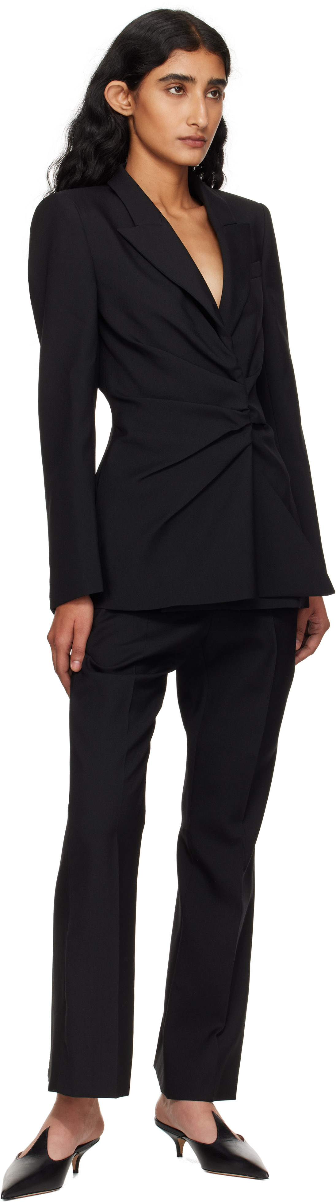Alexander Mcqueen Grain De Poudre Wool Flared Pants In Black