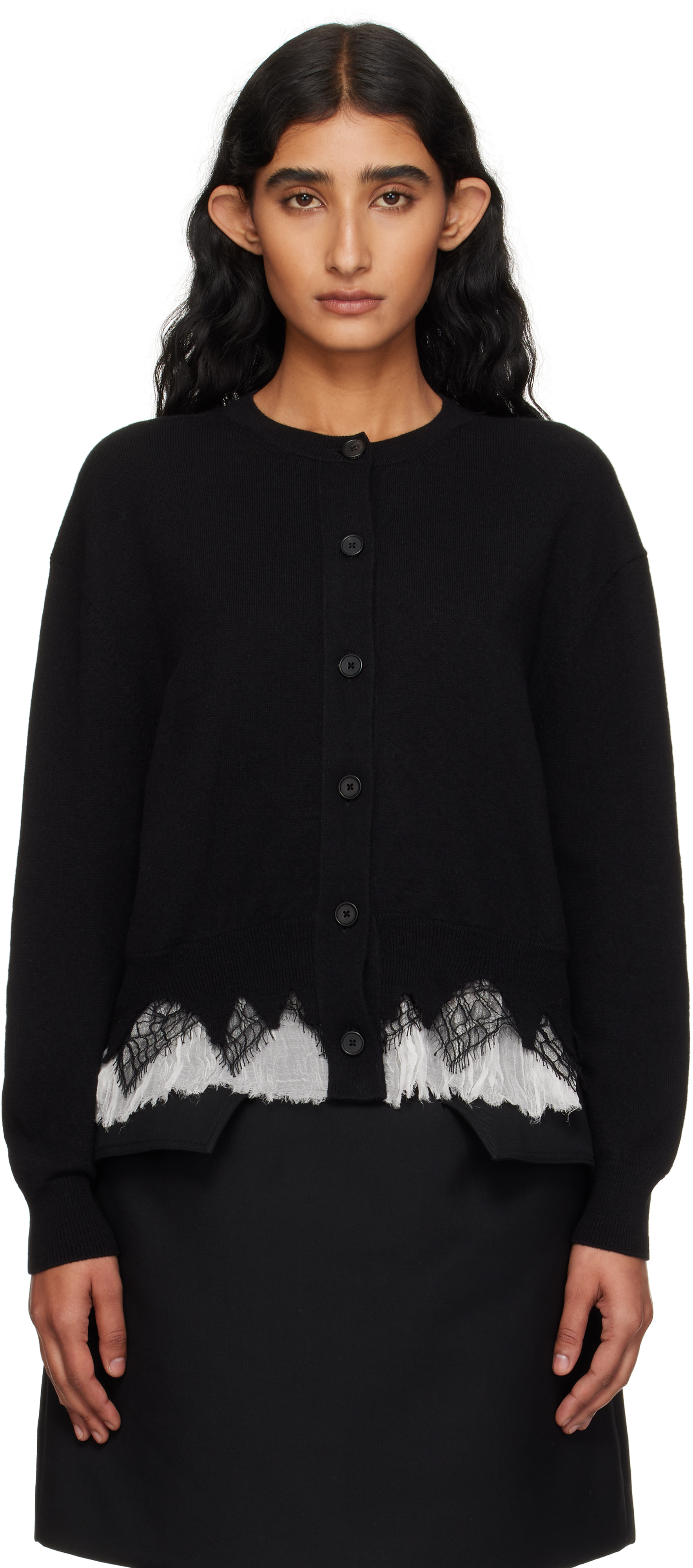 アウターその他 MCQUEEN COBWEB LACE CARDIGAN Black Cobweb Lace Cardigan by McQueen on Sale