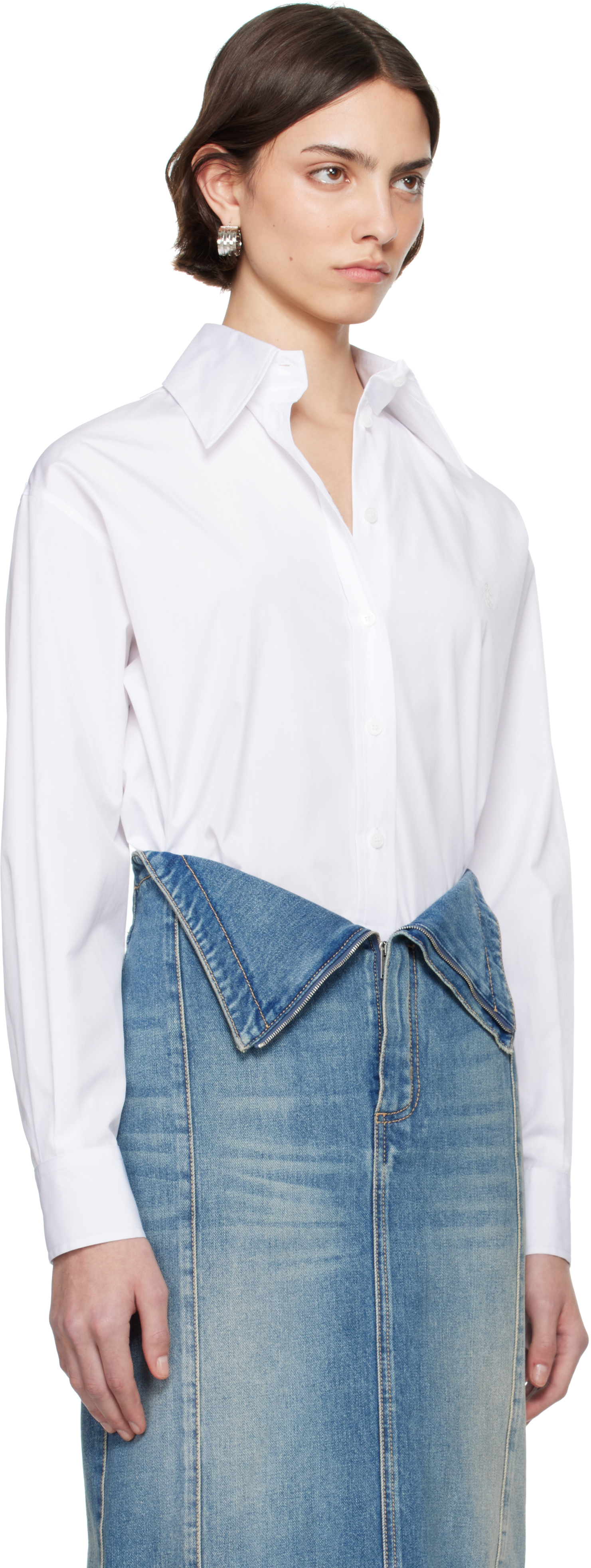 Alexander Mcqueen White Blouse With Scarf Detail On The Front In Silk Woman In 9000 Opticalwhite