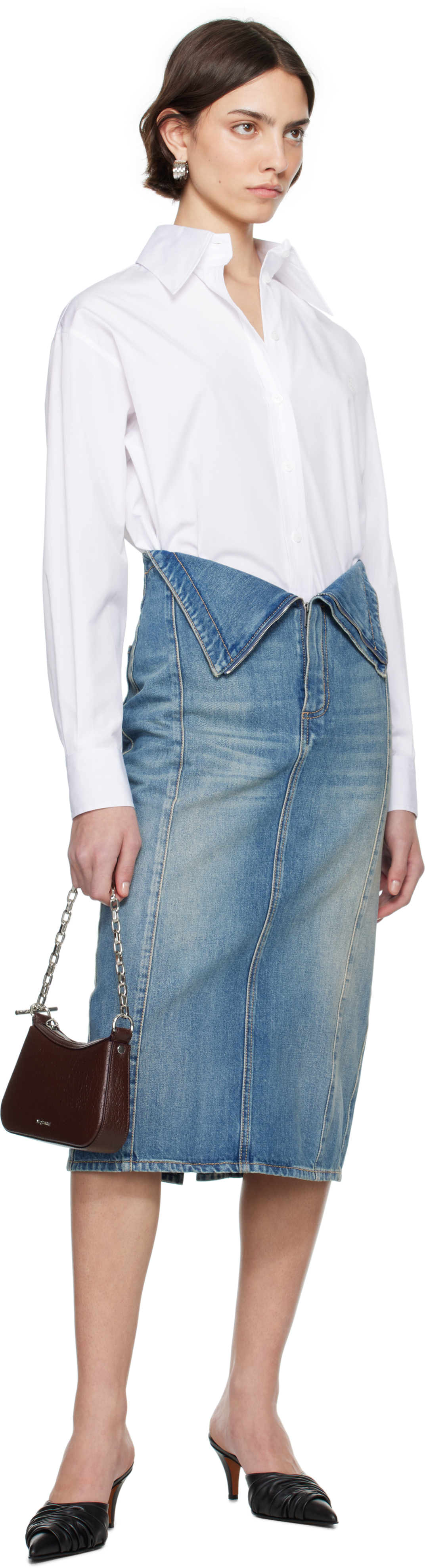 Alexander Mcqueen White Blouse With Scarf Detail On The Front In Silk Woman In 9000 Opticalwhite