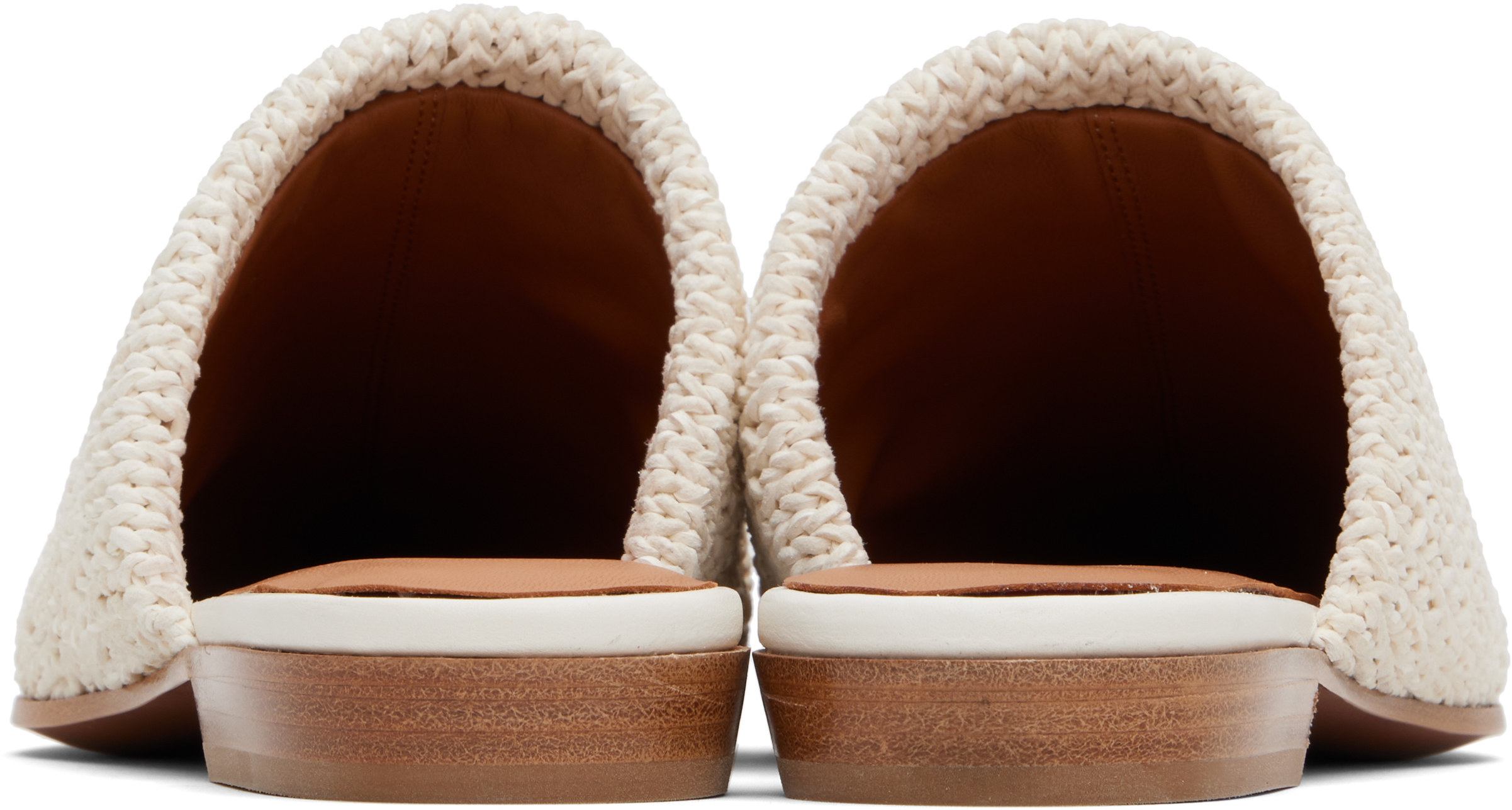 Alexander Mcqueen Off-white Birdee Leather Knit Mules In 9210 Ivory